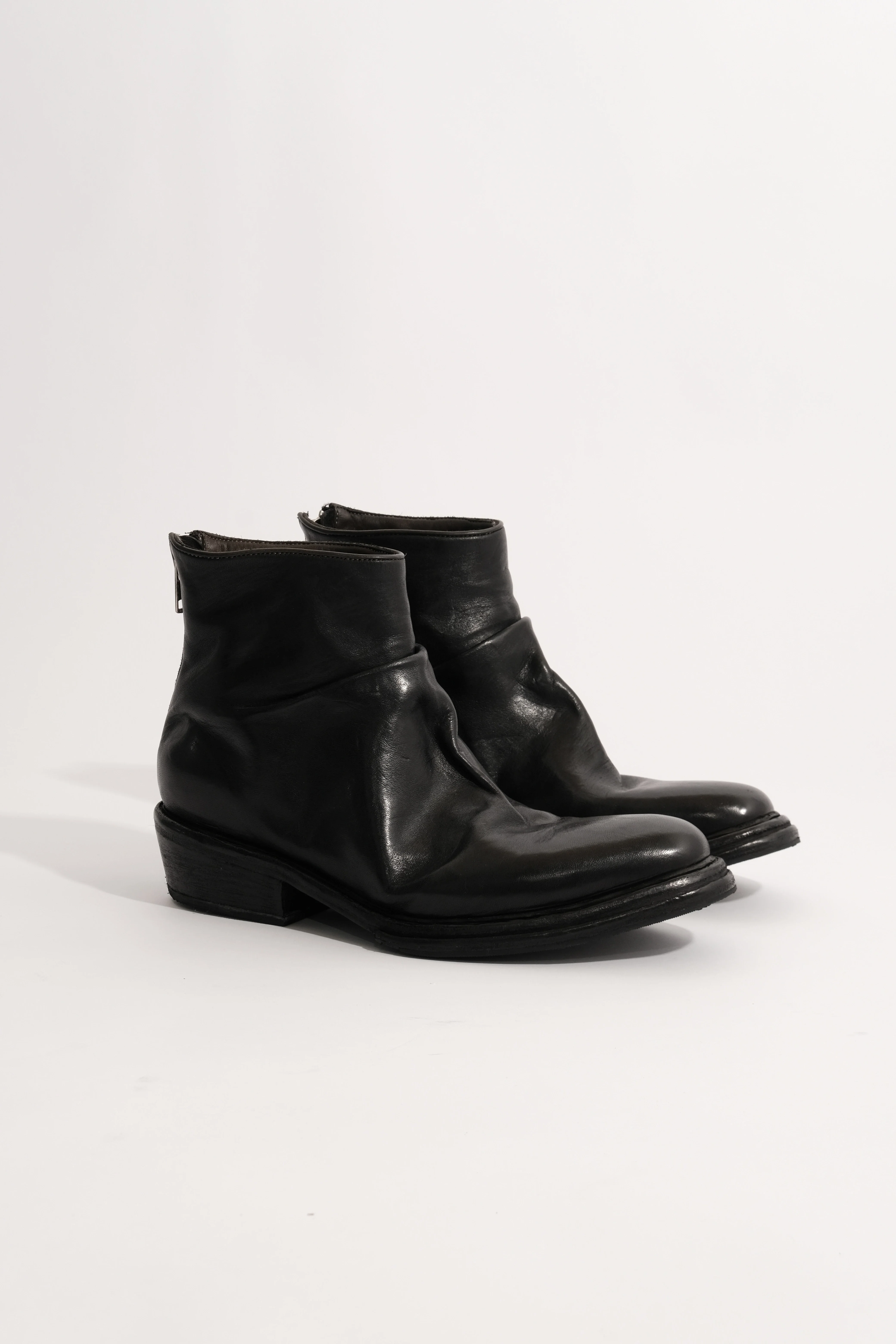 Washed Horsehide Back-Zip Ankle Boots - Image 2