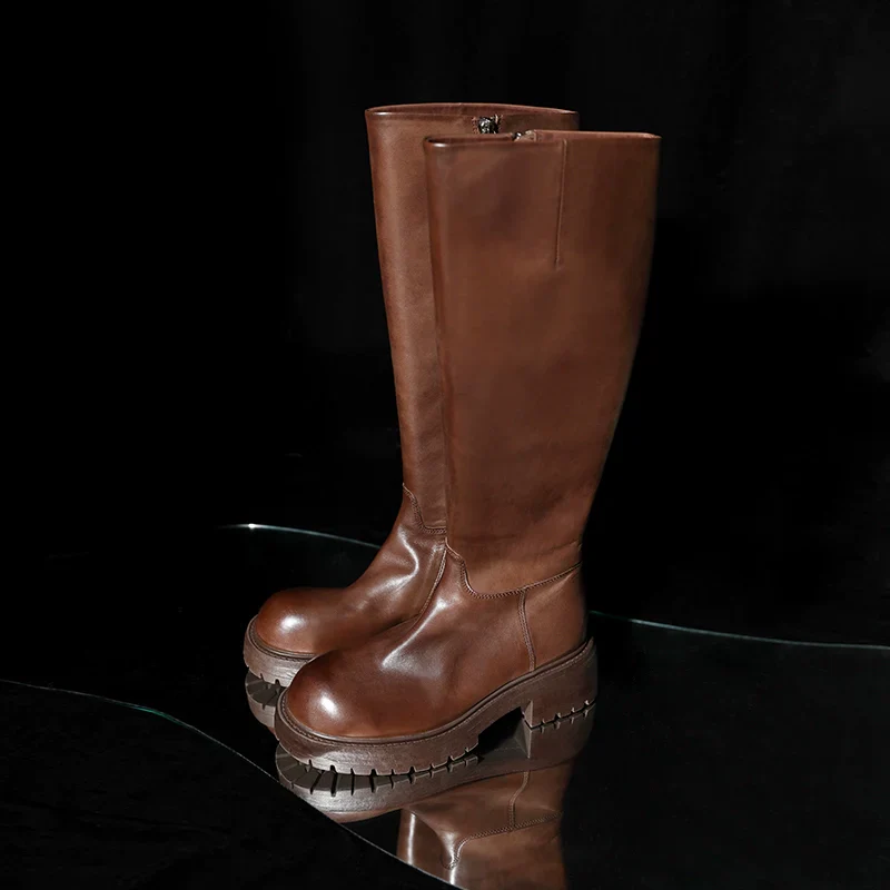 Washed Horsehide Knee-High Boots - Image 2
