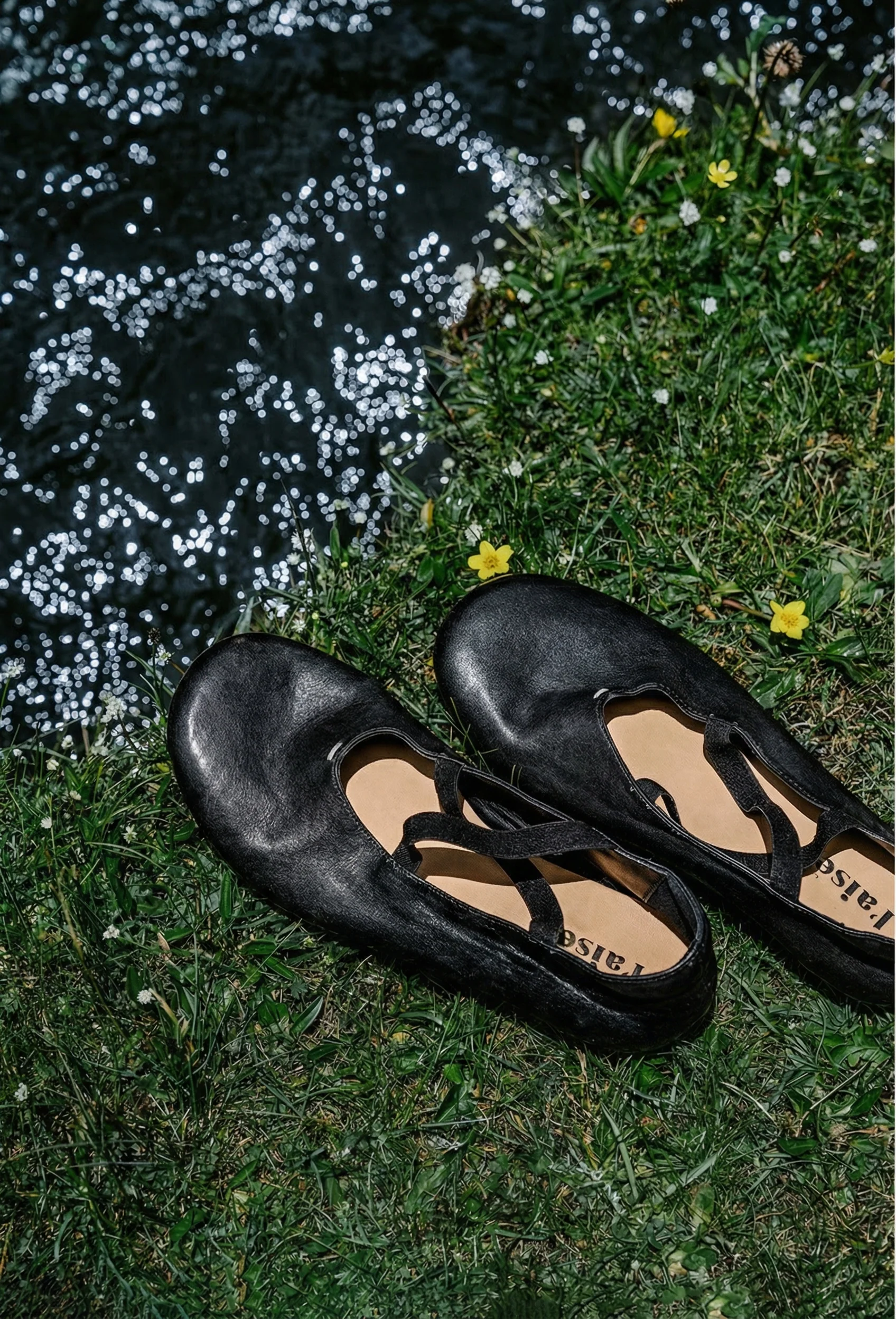 Washed Leather Cross-Strap Ballet Flats - Image 6