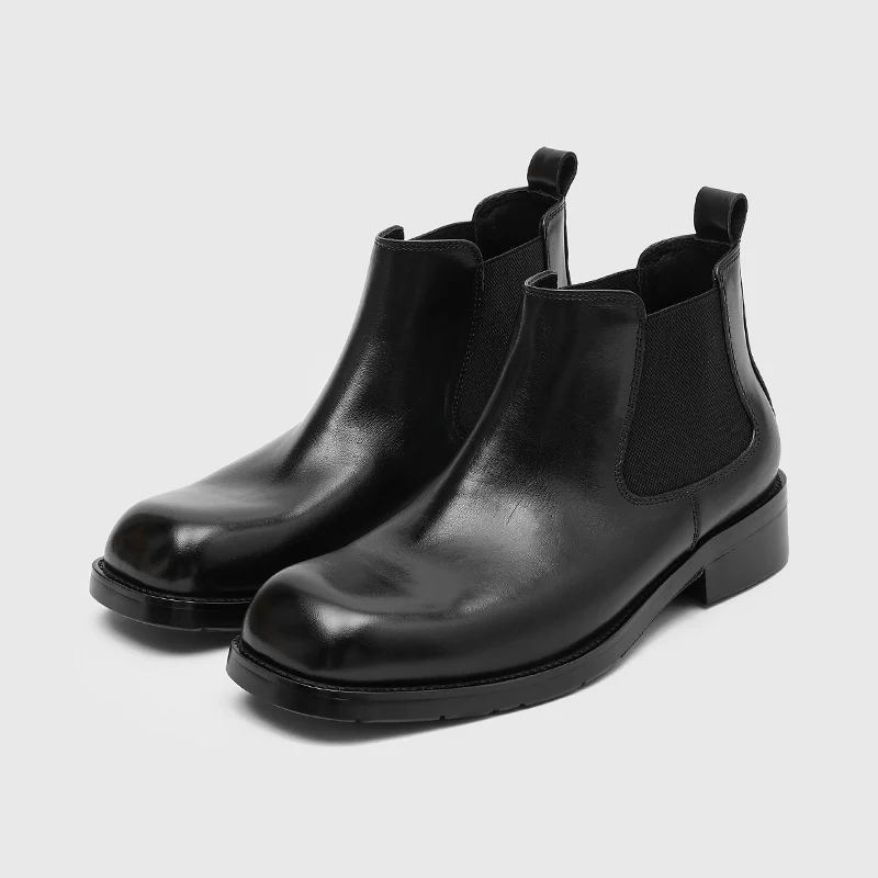 Washed Leather Square-Toe Chelsea Boots - Image 4