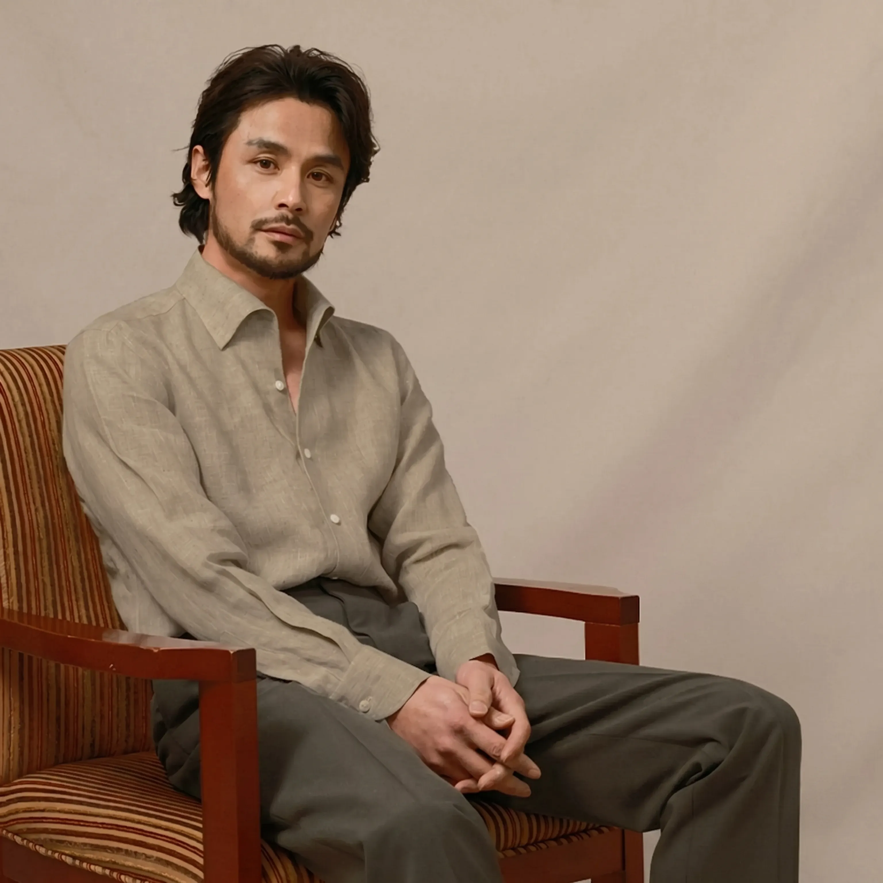 Washed Linen One-Piece Collar Shirt - Image 3