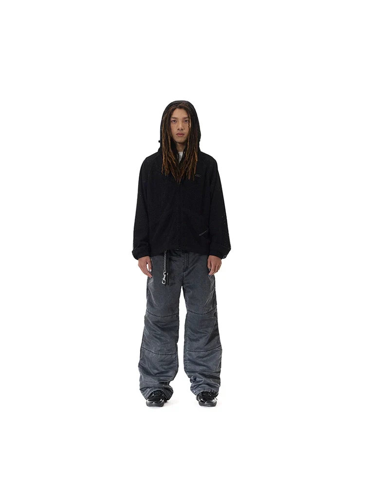Washed Nylon Straight-Leg Pants