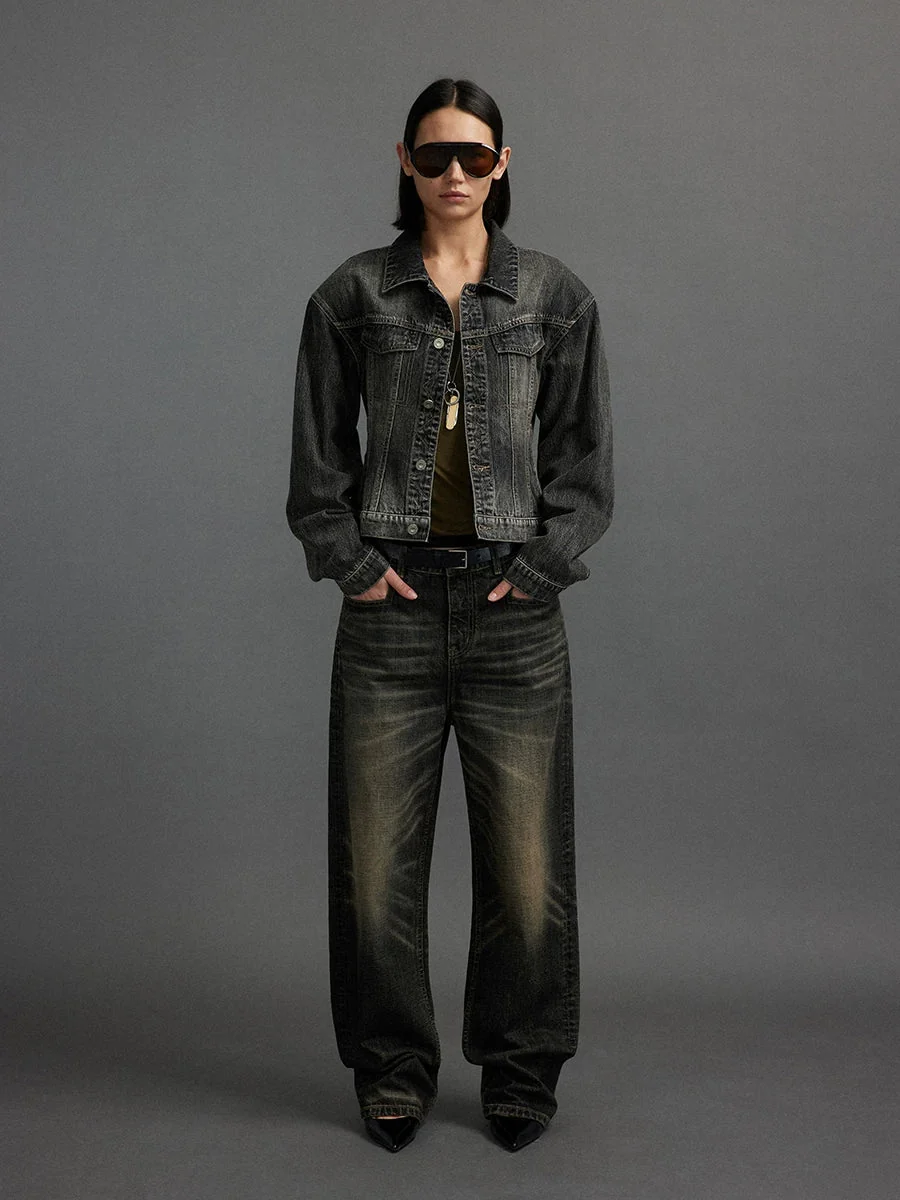 Washed Straight Jeans