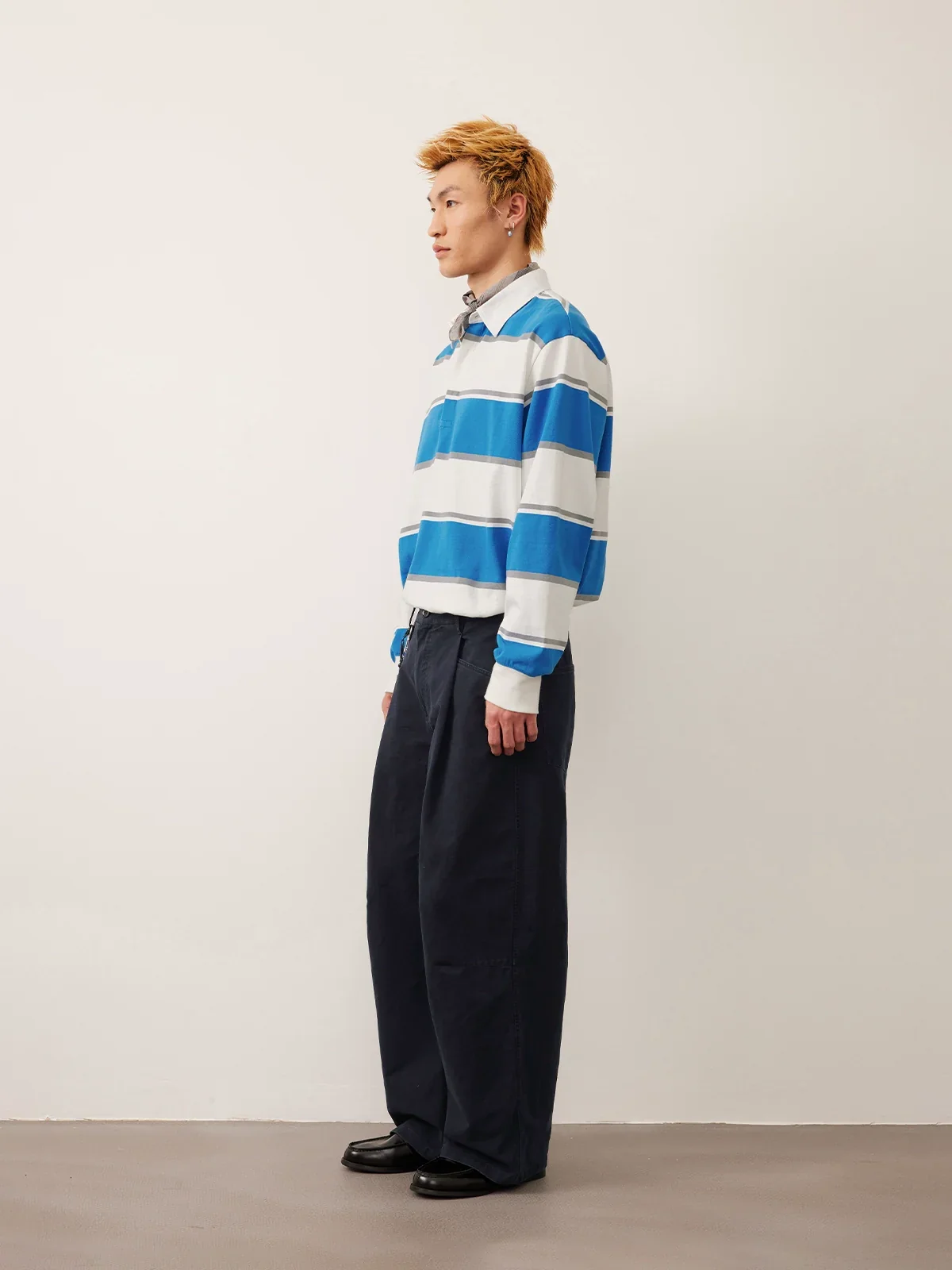Washed Twill Single-Pleat Wide-Leg Trousers - Image 3