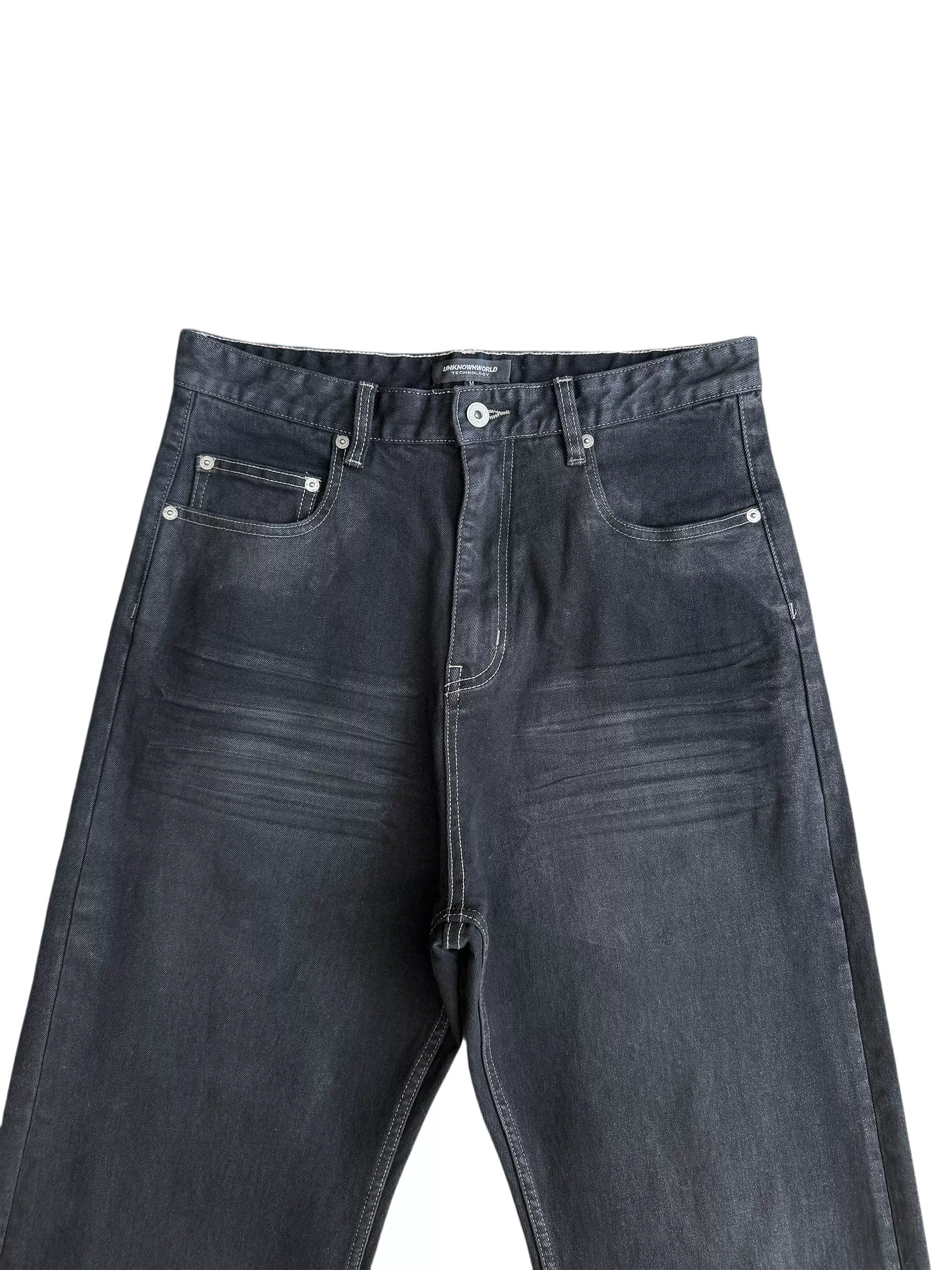 Washed Waxed Wide-Leg Jeans - Image 4