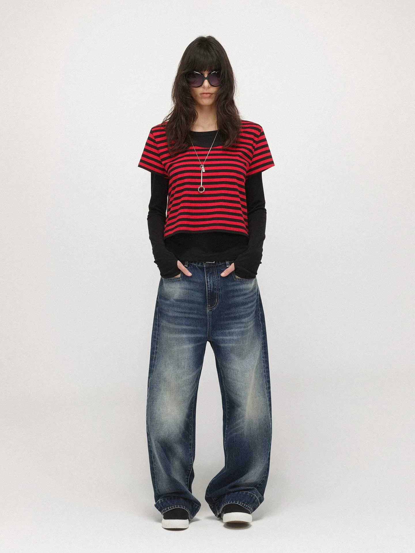 Washed Wide-Leg Jeans