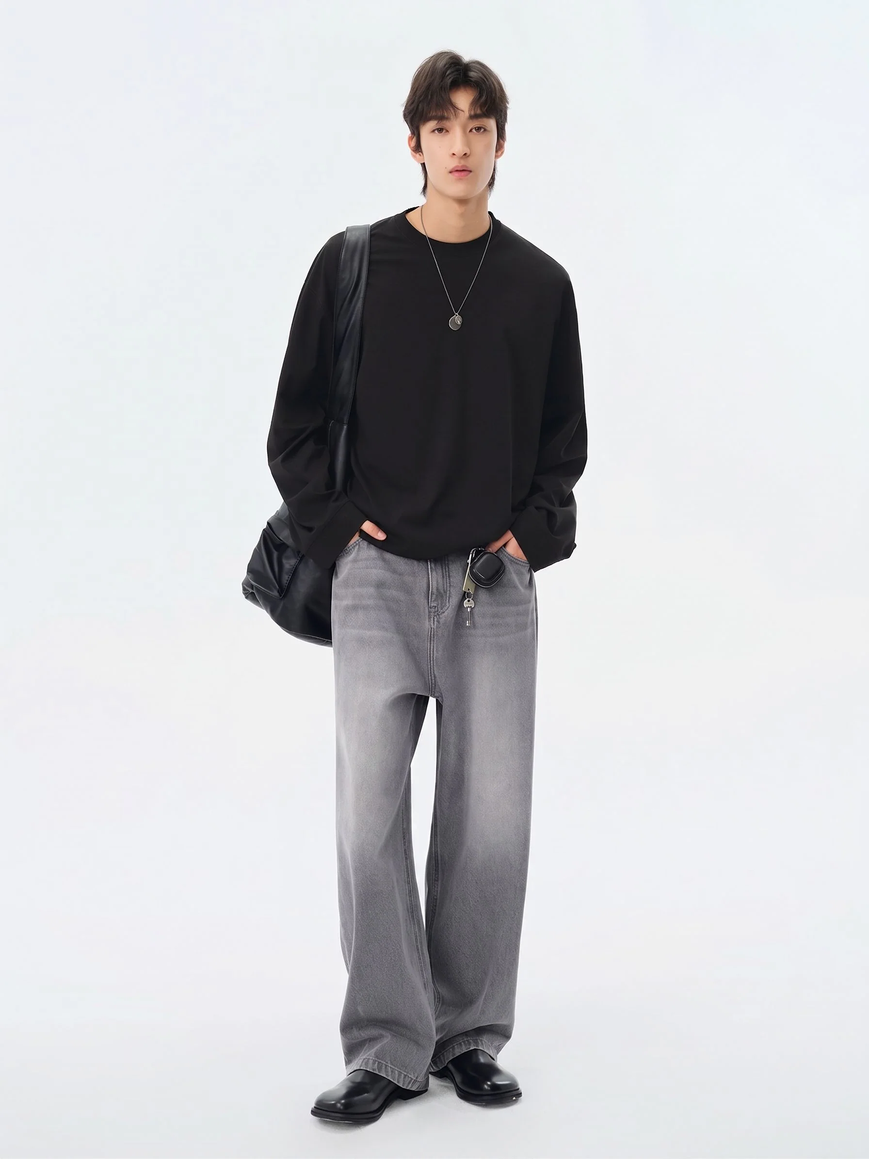 Washed Wide-Leg Jeans