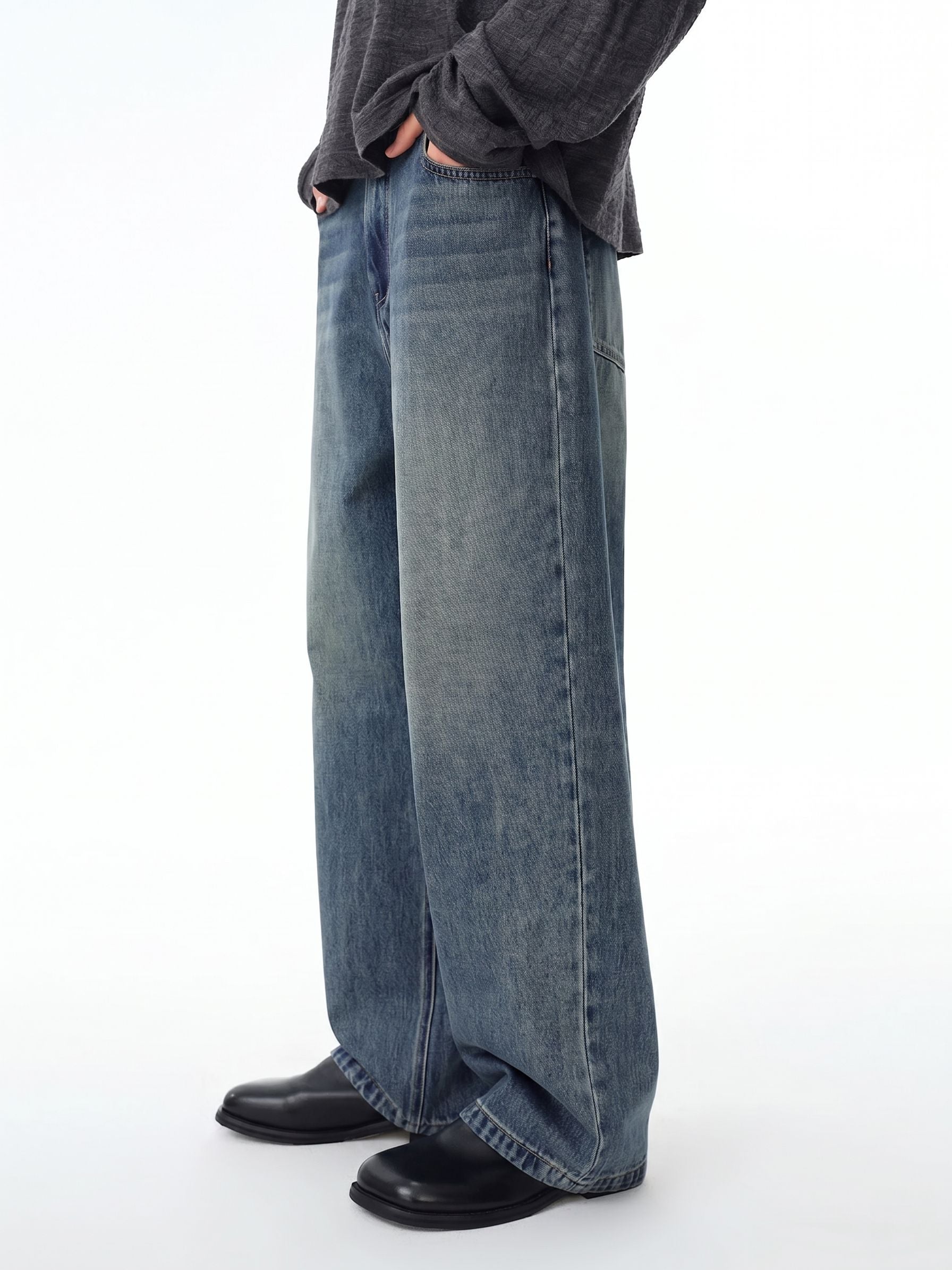 Washed Wide-Leg Jeans - Image 2