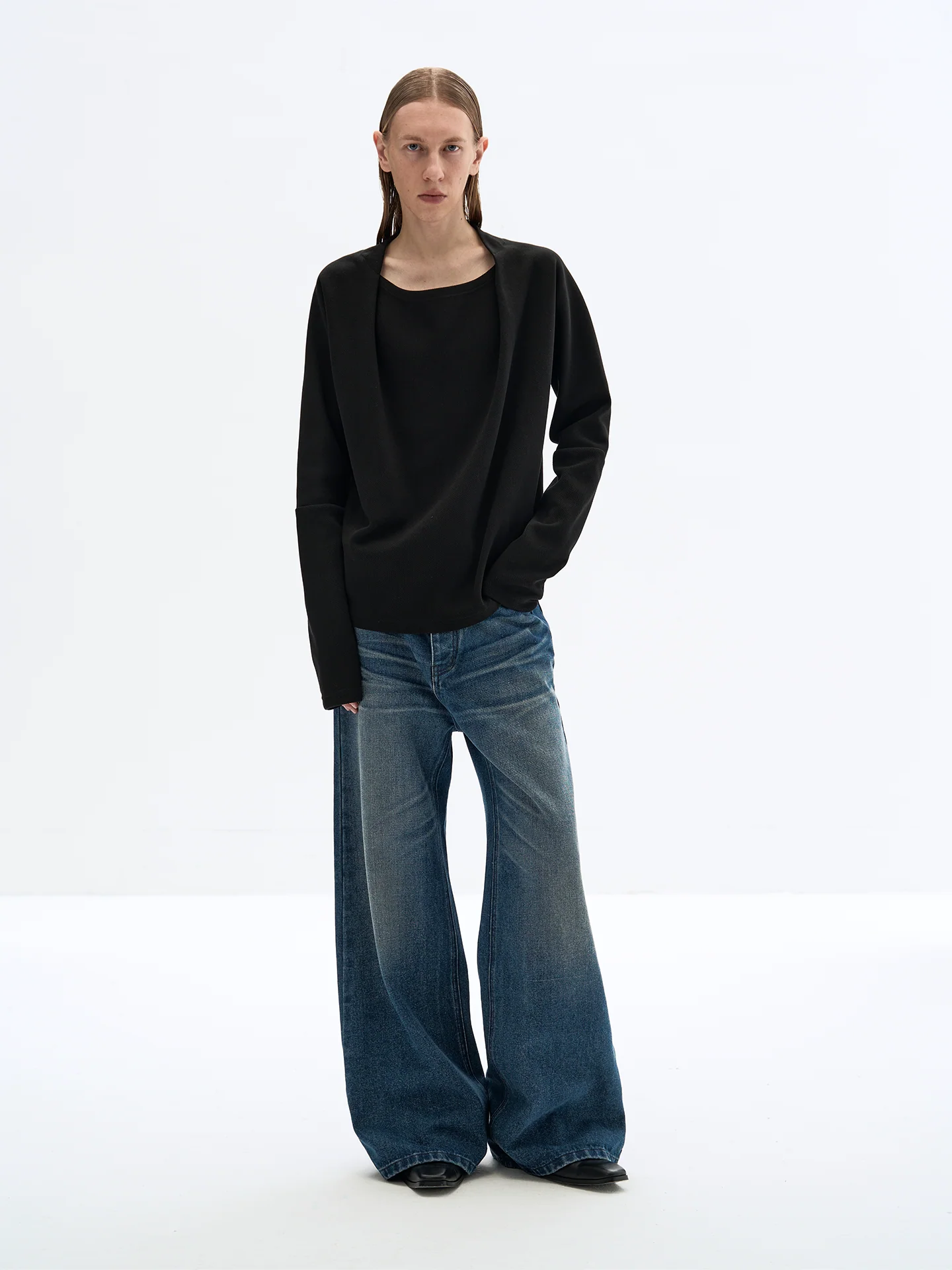 Washed Wide-Leg Jeans