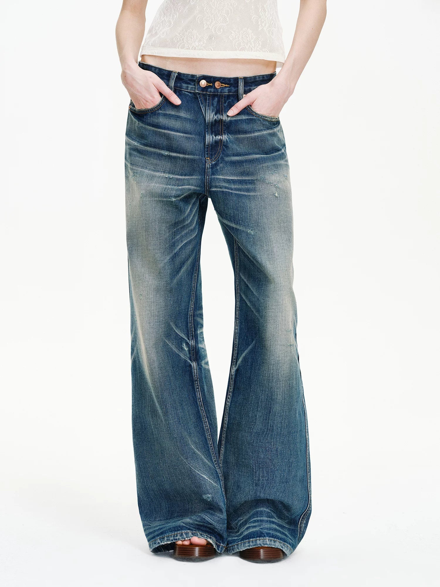 Washed Wide-Leg Jeans