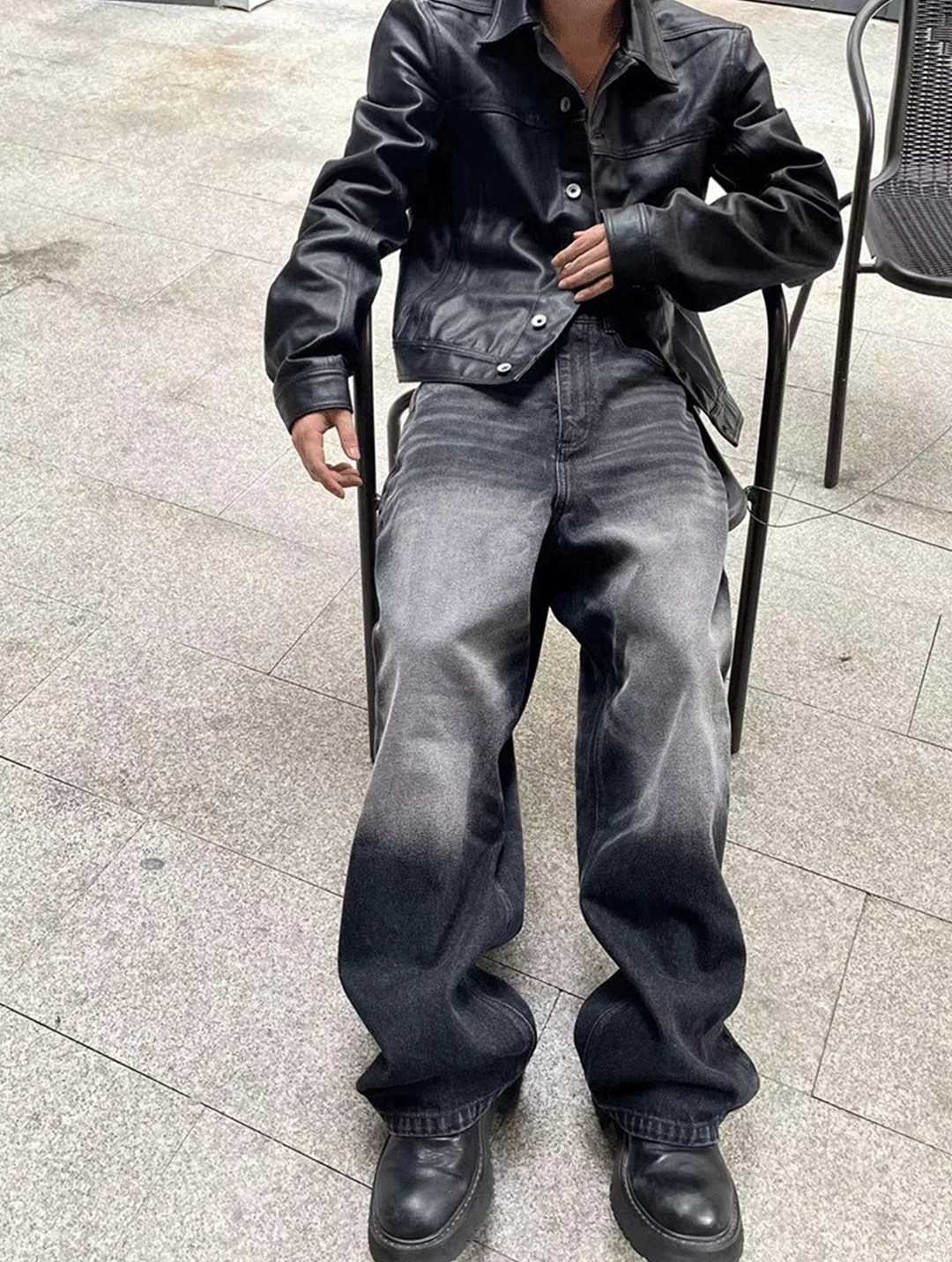 Washed Wide-Leg Jeans - Image 2