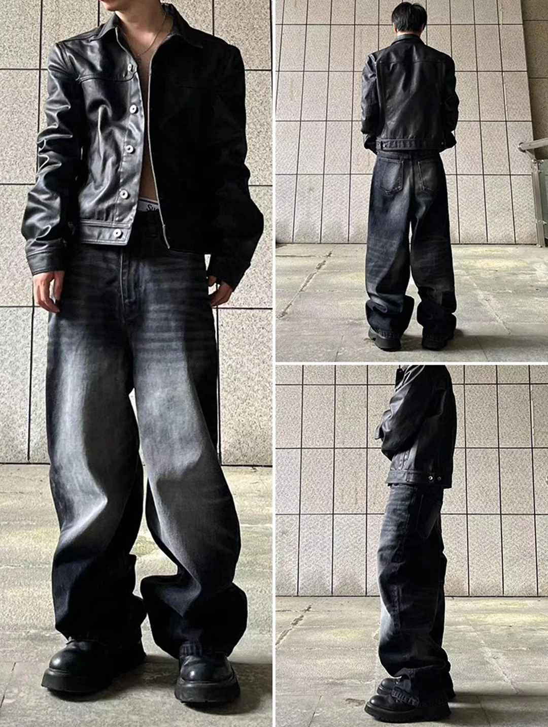 Washed Wide-Leg Jeans - Image 3
