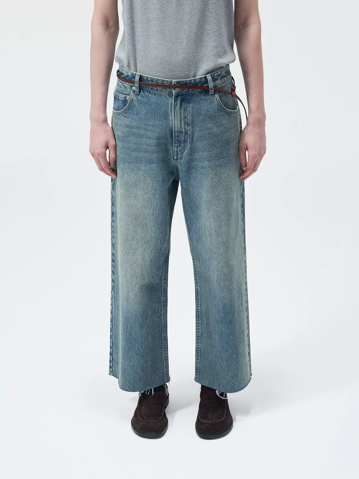 Washed Wide-Leg Jeans