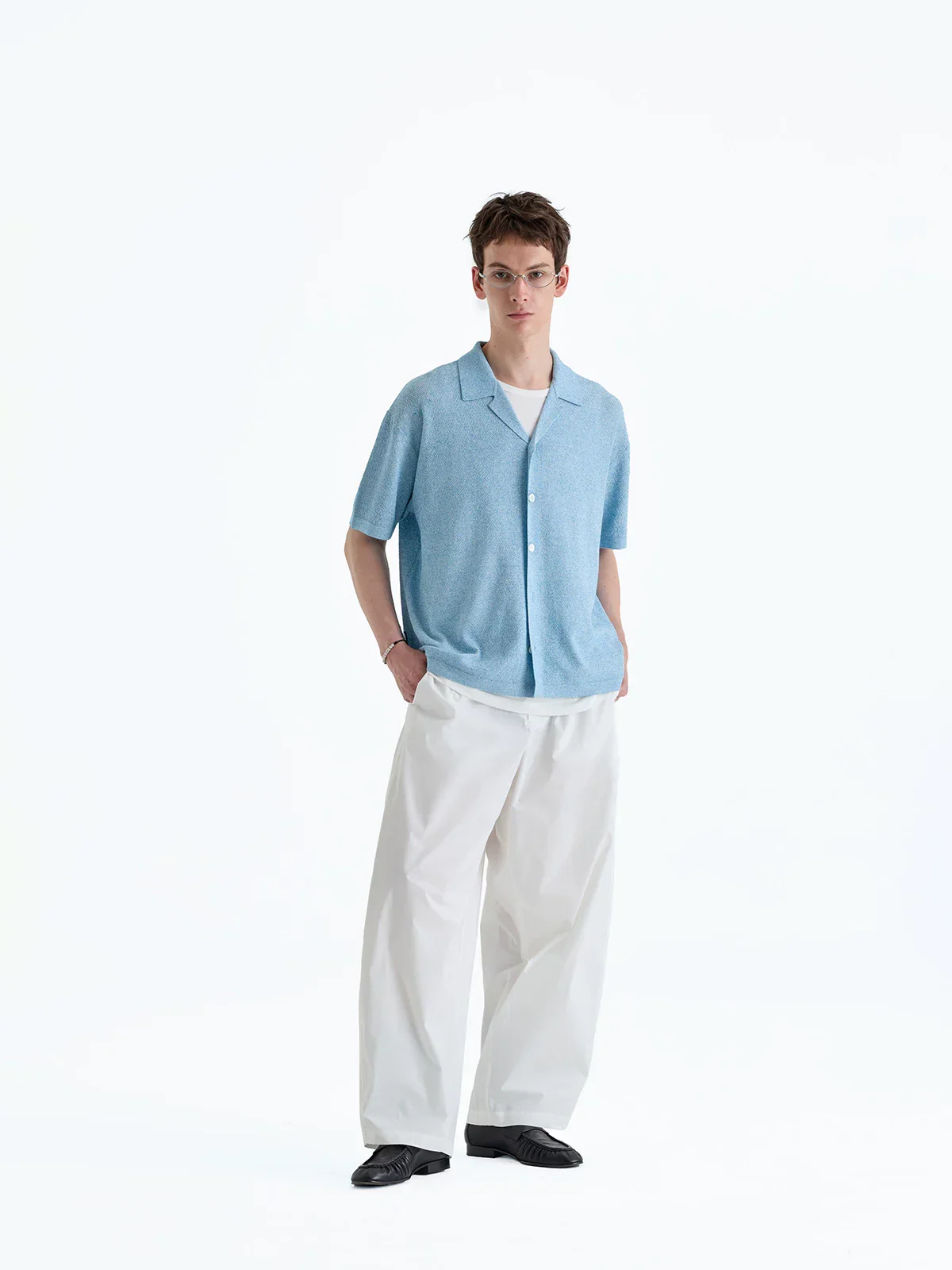 Washi Linen Camp-Collar Knit Cardigan - Image 3