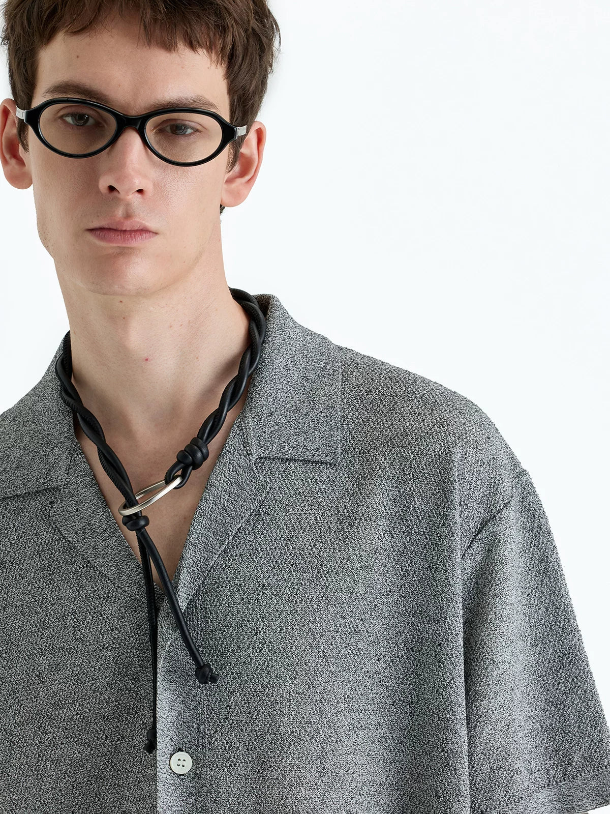 Washi Linen Camp-Collar Knit Cardigan - Image 4