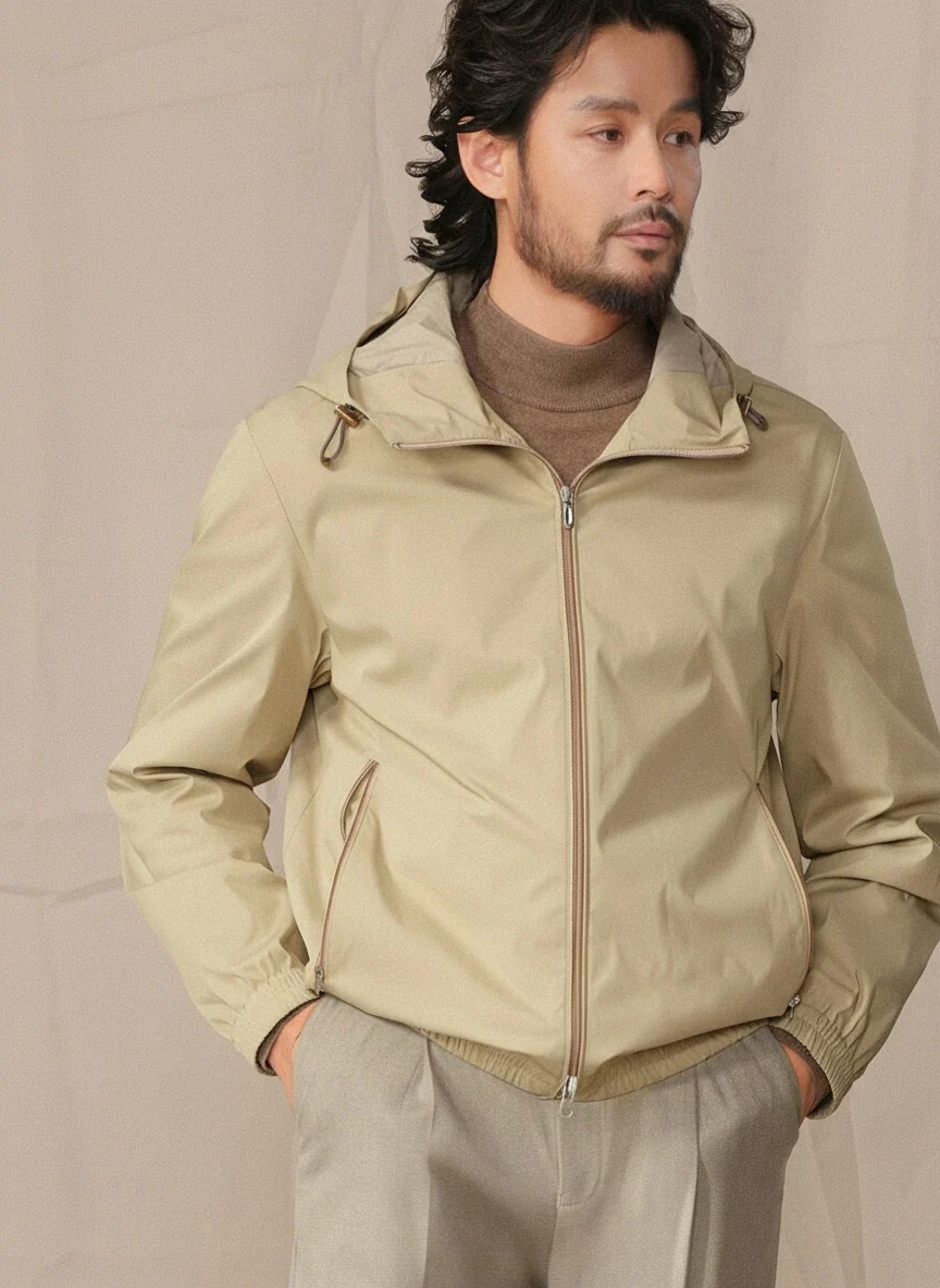 Water-Repellent Hooded Two-Way Zip Jacket