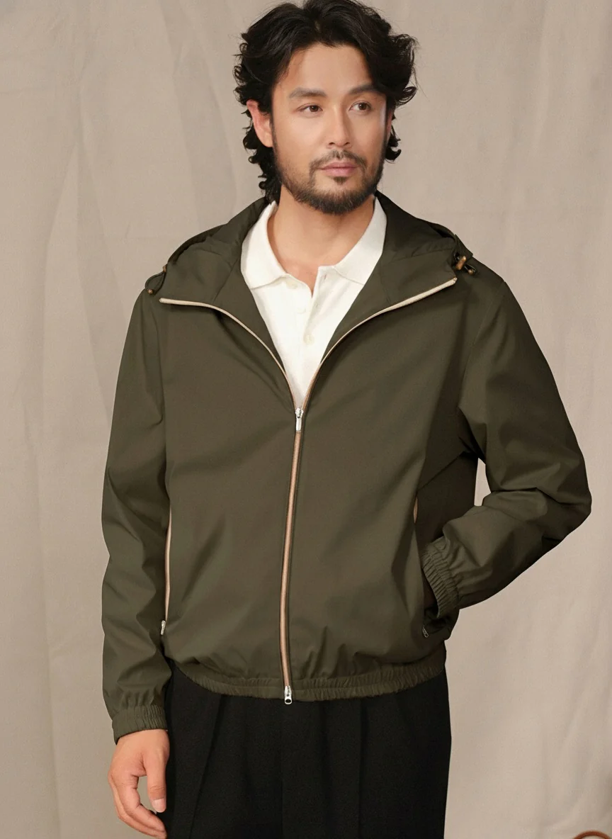 Water-Repellent Hooded Two-Way Zip Jacket - Image 2