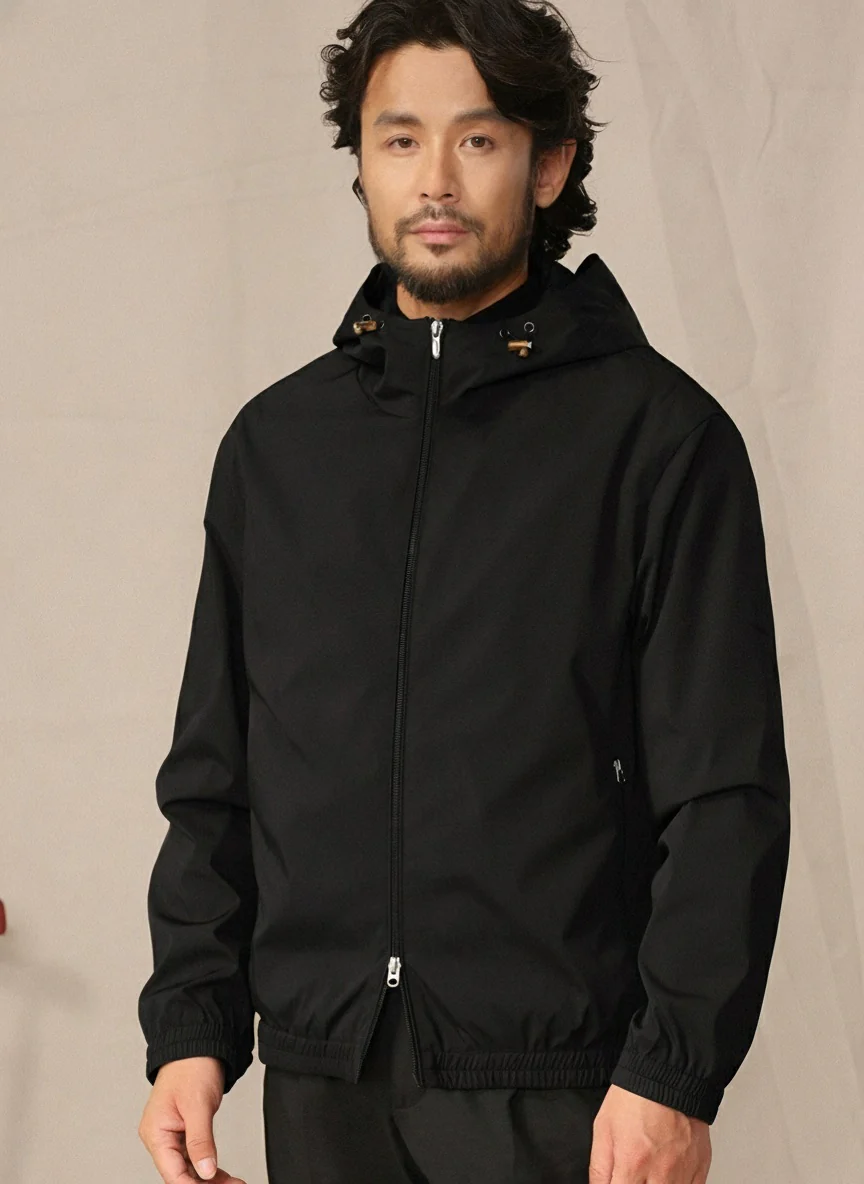 Water-Repellent Hooded Two-Way Zip Jacket - Image 3