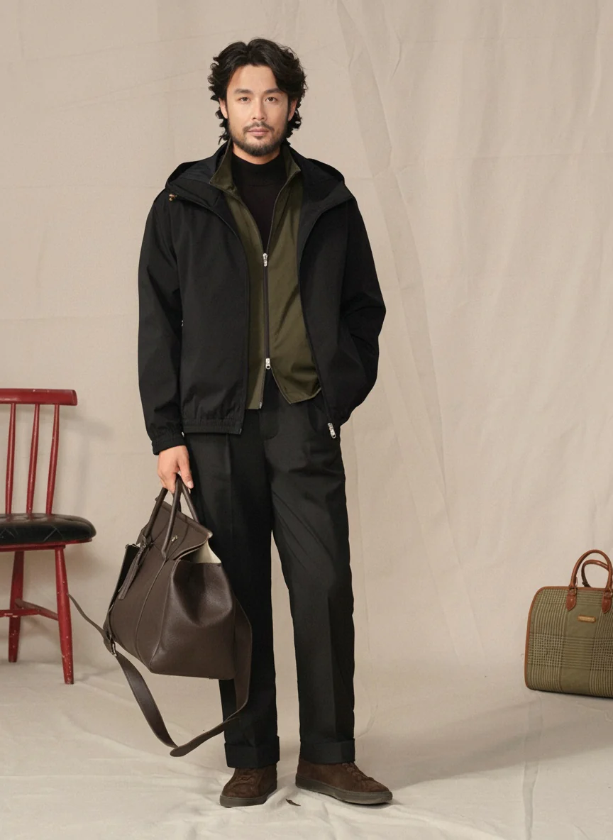 Water-Repellent Hooded Two-Way Zip Jacket - Image 5