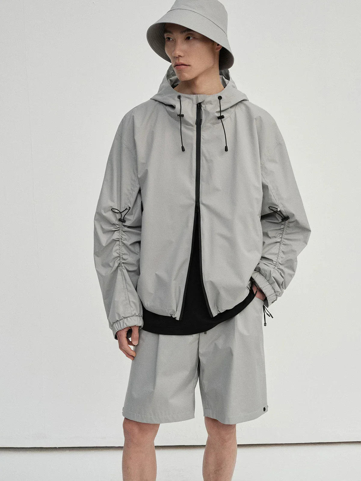 Water-Repellent Hooded Windbreaker