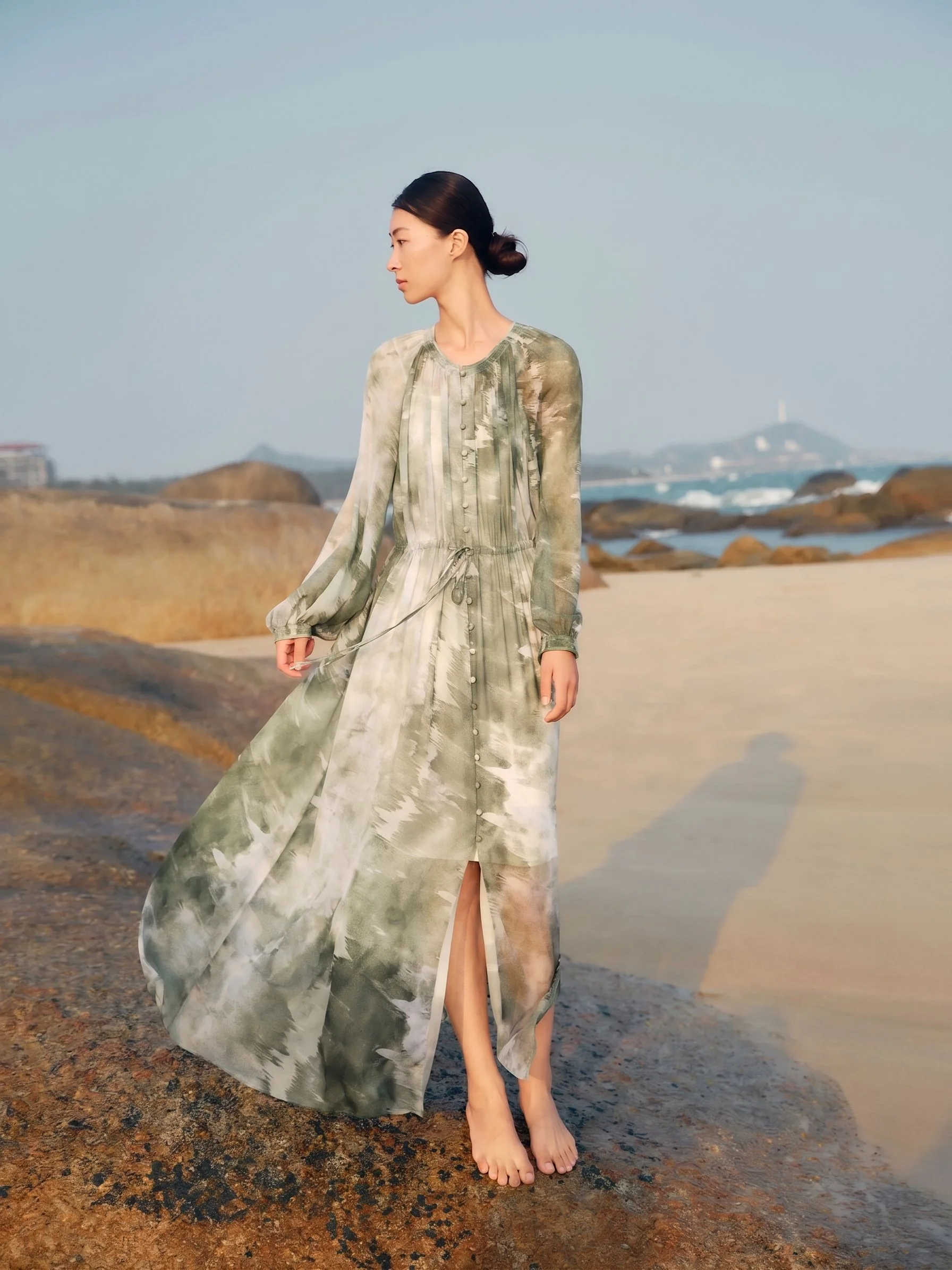 Watercolor Mulberry Silk Maxi Dress - Image 2