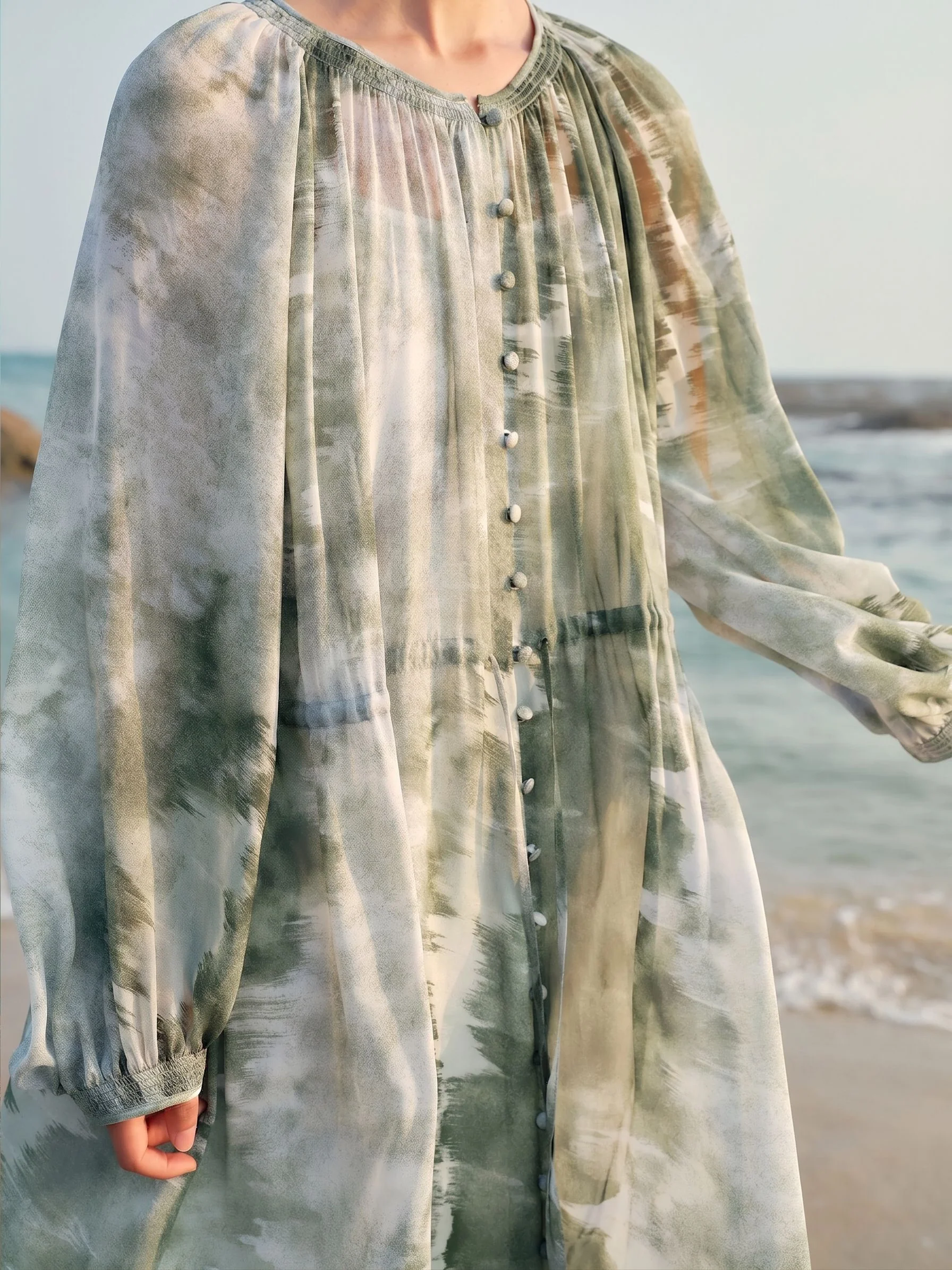 Watercolor Mulberry Silk Maxi Dress - Image 4