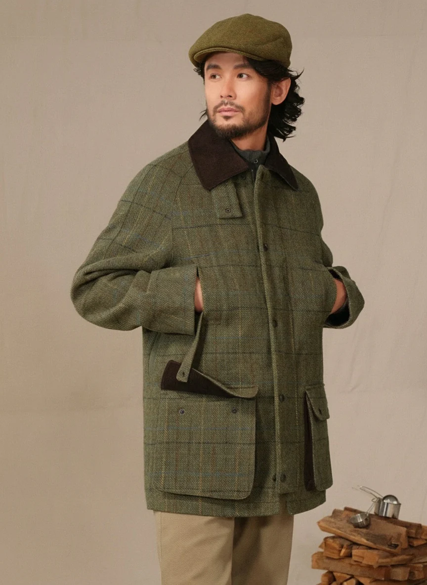 Waterproof Wool Tweed Field Jacket
