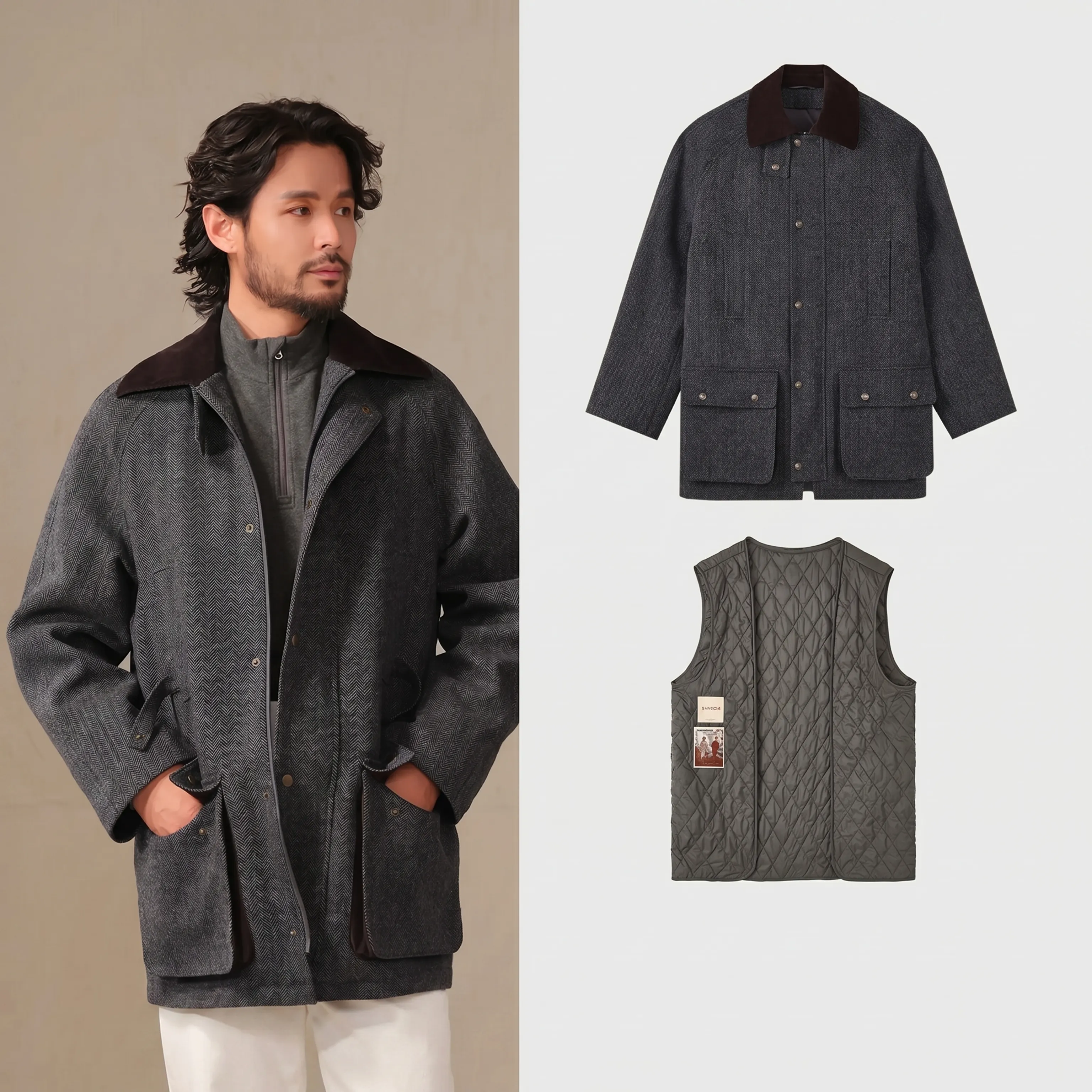 Waterproof Wool Tweed Field Jacket - Image 8