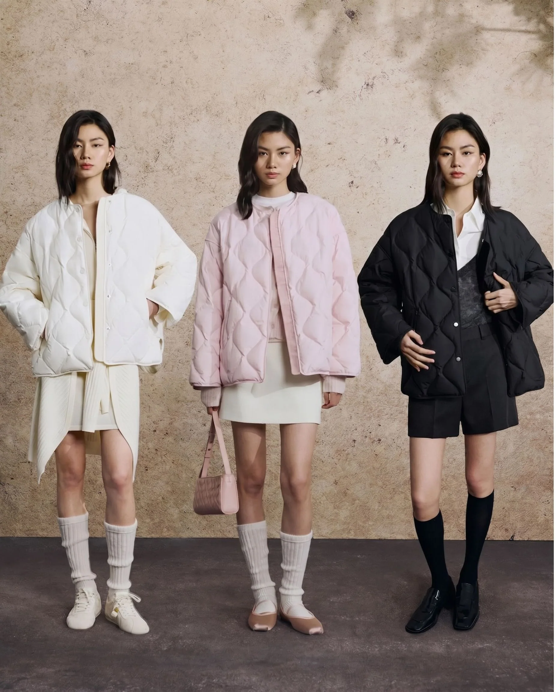 Wave-Quilt Puffer Jacket