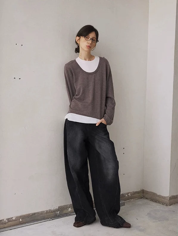 Wave Seam Wide-Leg Jeans - Image 5