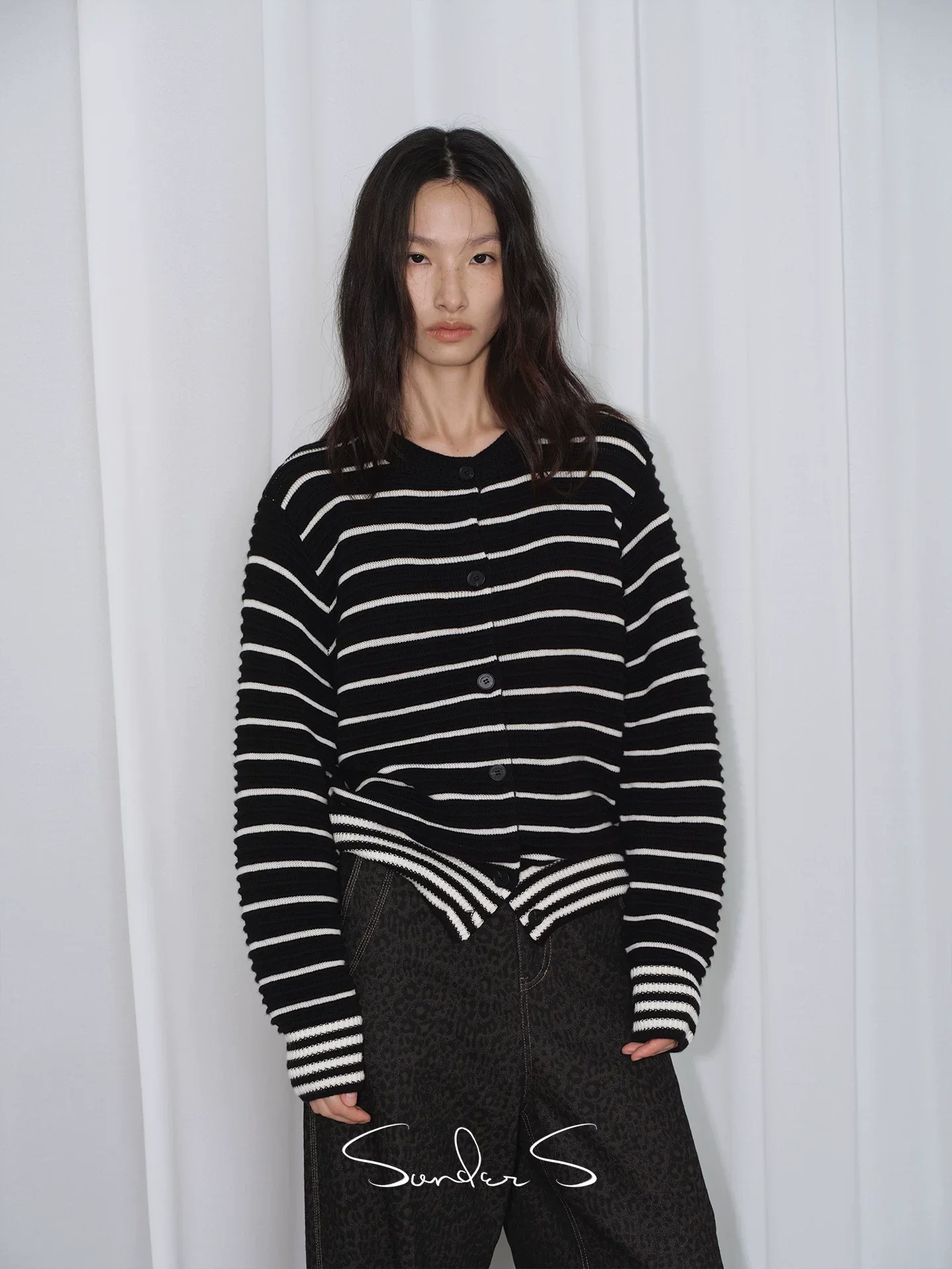 Wavy Stripe Wool-Blend Cardigan - Image 3