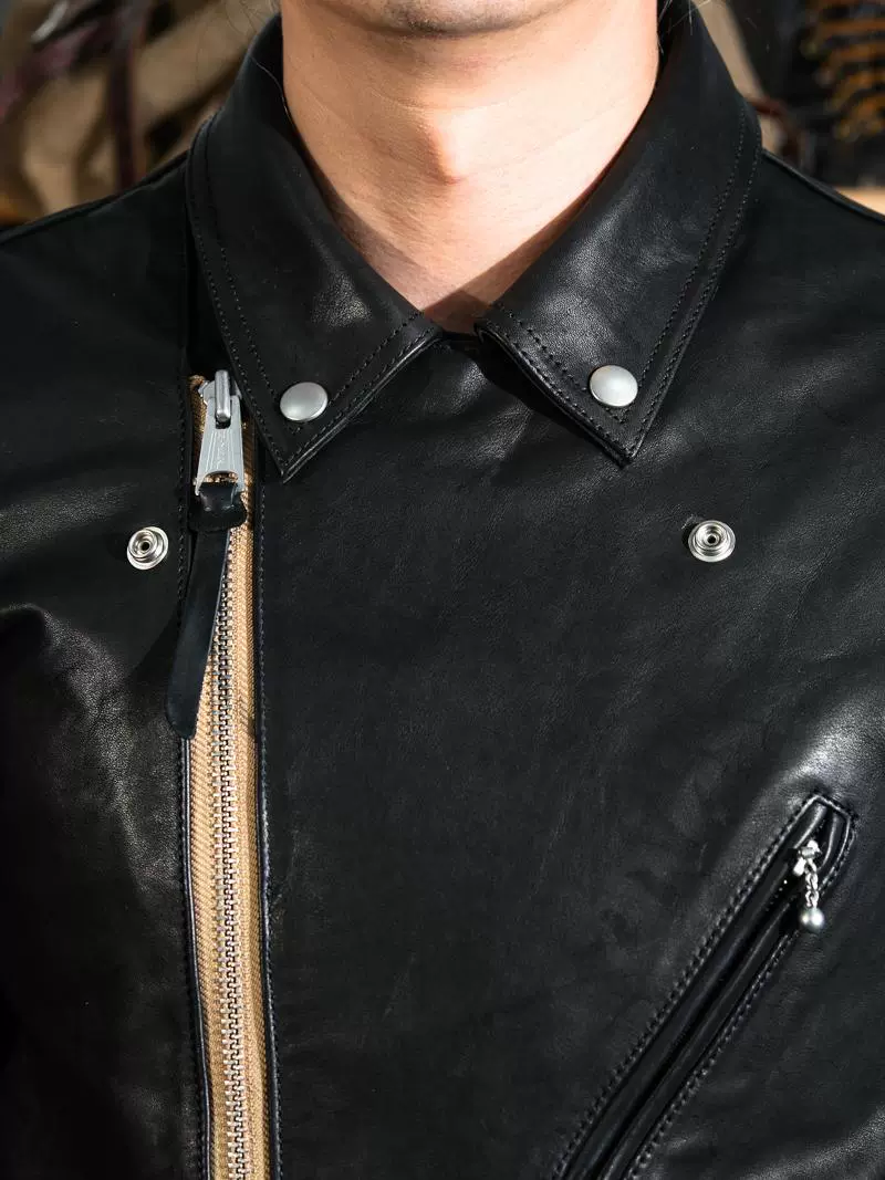 Waxed Calfskin Double Rider Jacket - Image 2