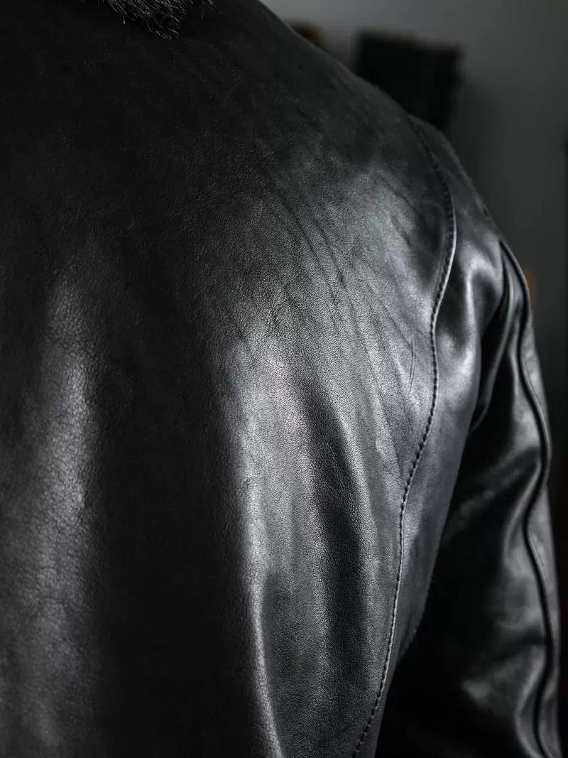 Waxed Calfskin Double Rider Jacket - Image 3