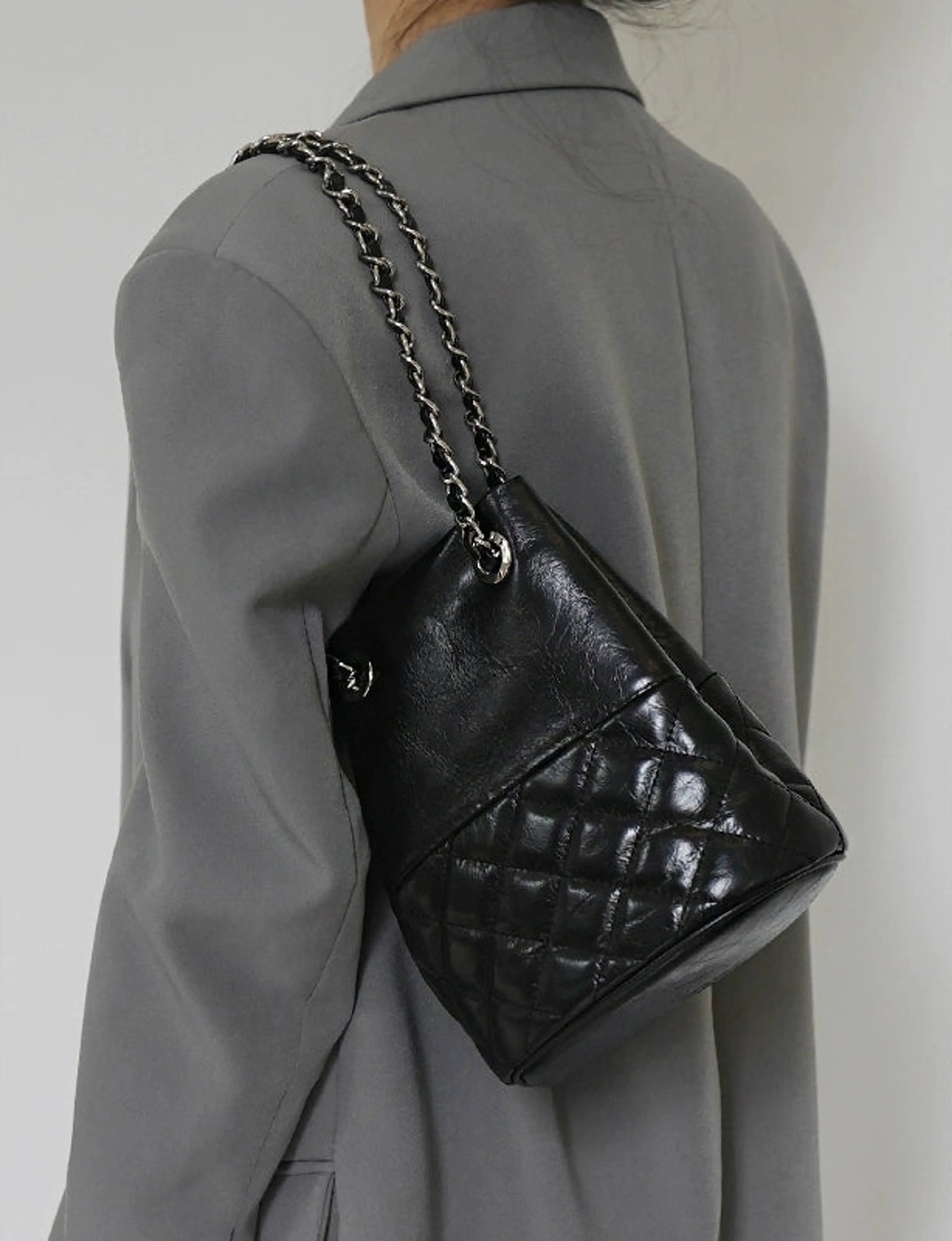 Waxed Cowhide Bucket Bag - Image 5