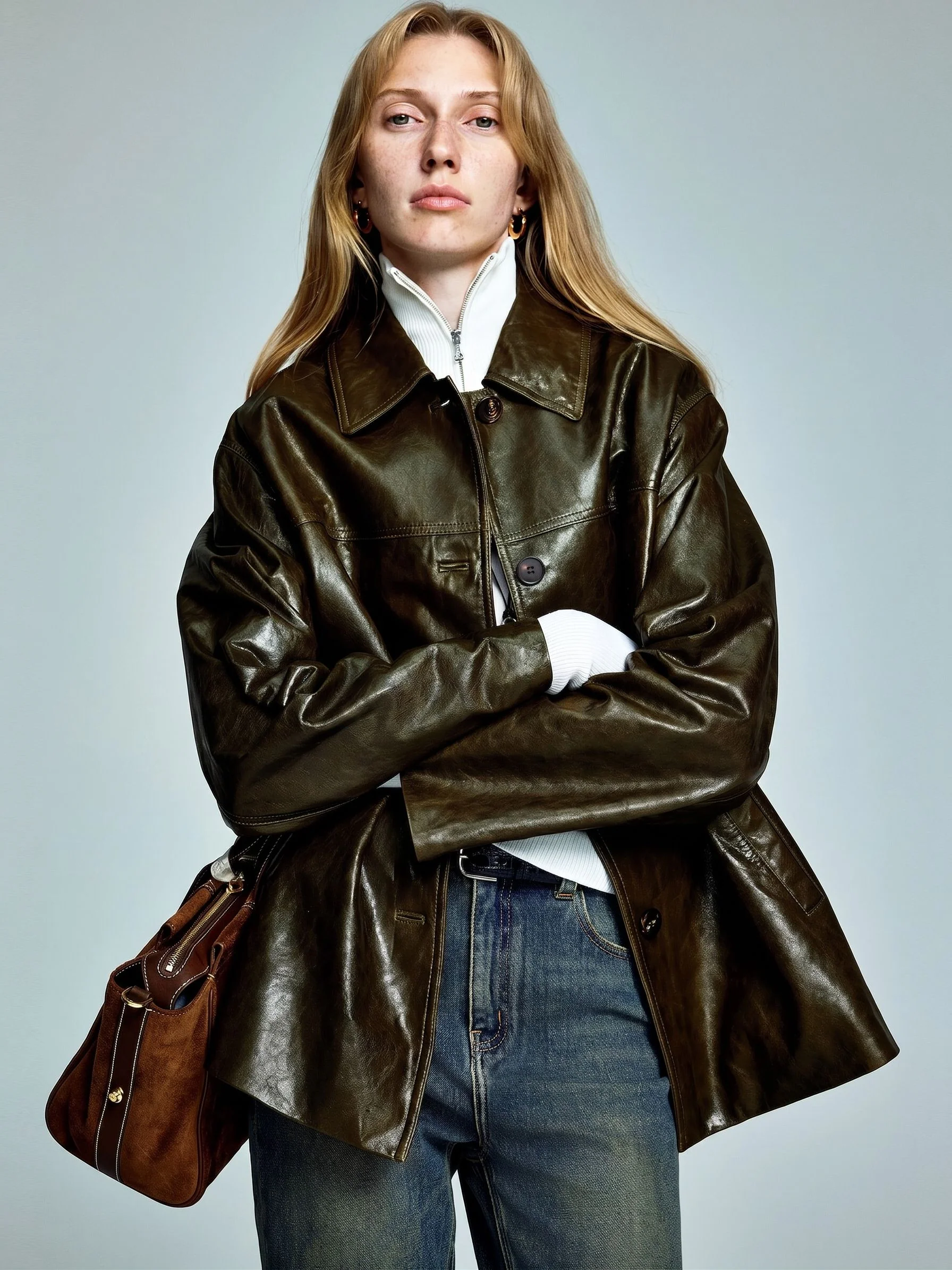 Waxed Leather Shirt Jacket - Image 3