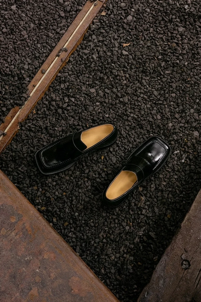 Waxed Leather Square-Toe Loafers - Image 2