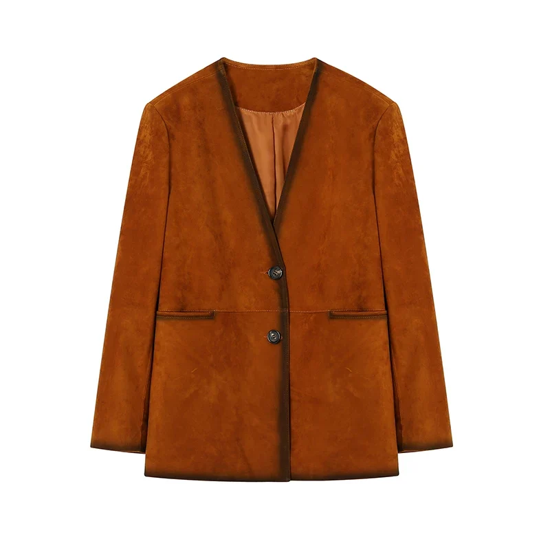 Waxy Lambskin V‑Neck Jacket - Image 10