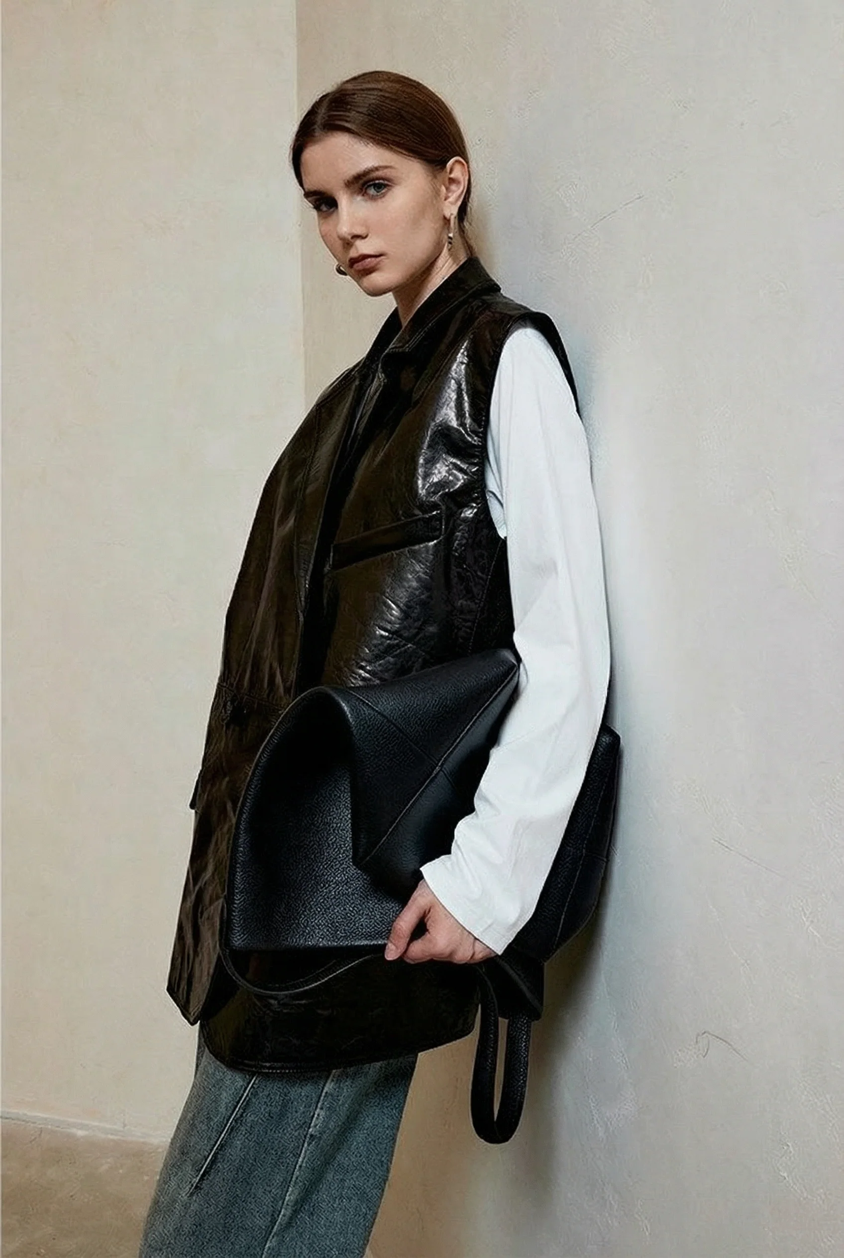 Waxy Lambskin V‑Neck Jacket - Image 6