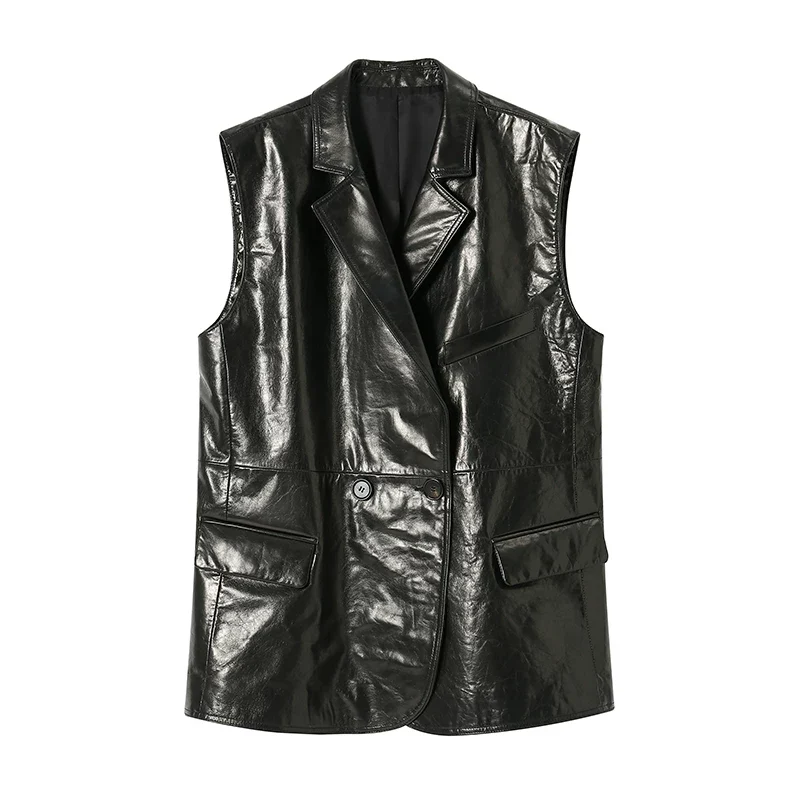 Waxy Lambskin V‑Neck Jacket - Image 7