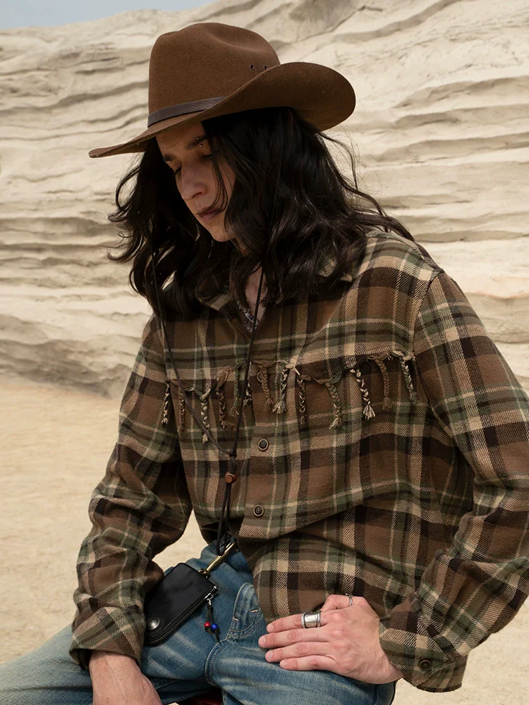 Western Plaid Fringe Shirt