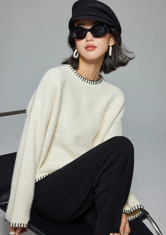 Whipstitch Cashmere Pullover