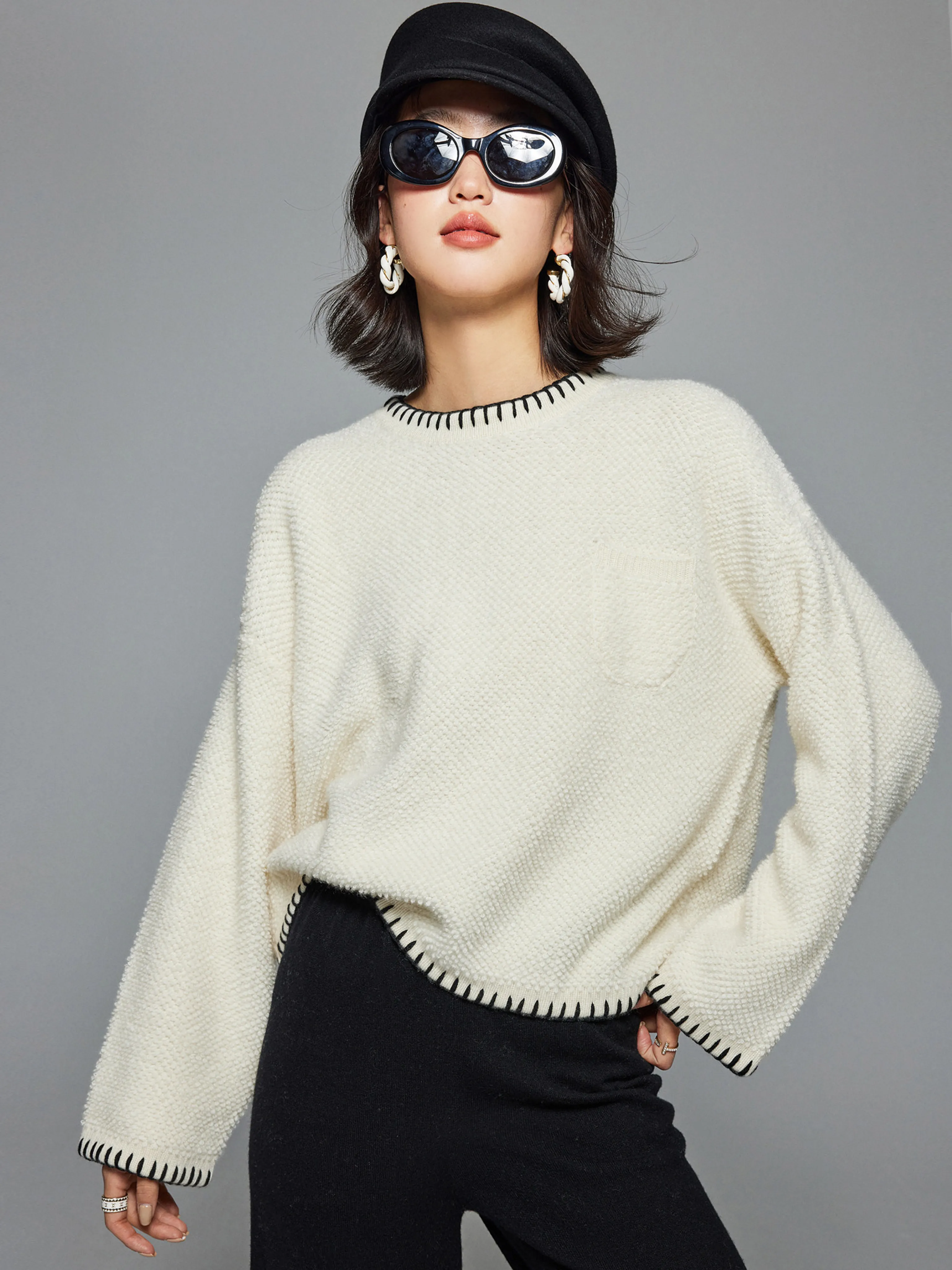 Whipstitch Cashmere Pullover - Image 2
