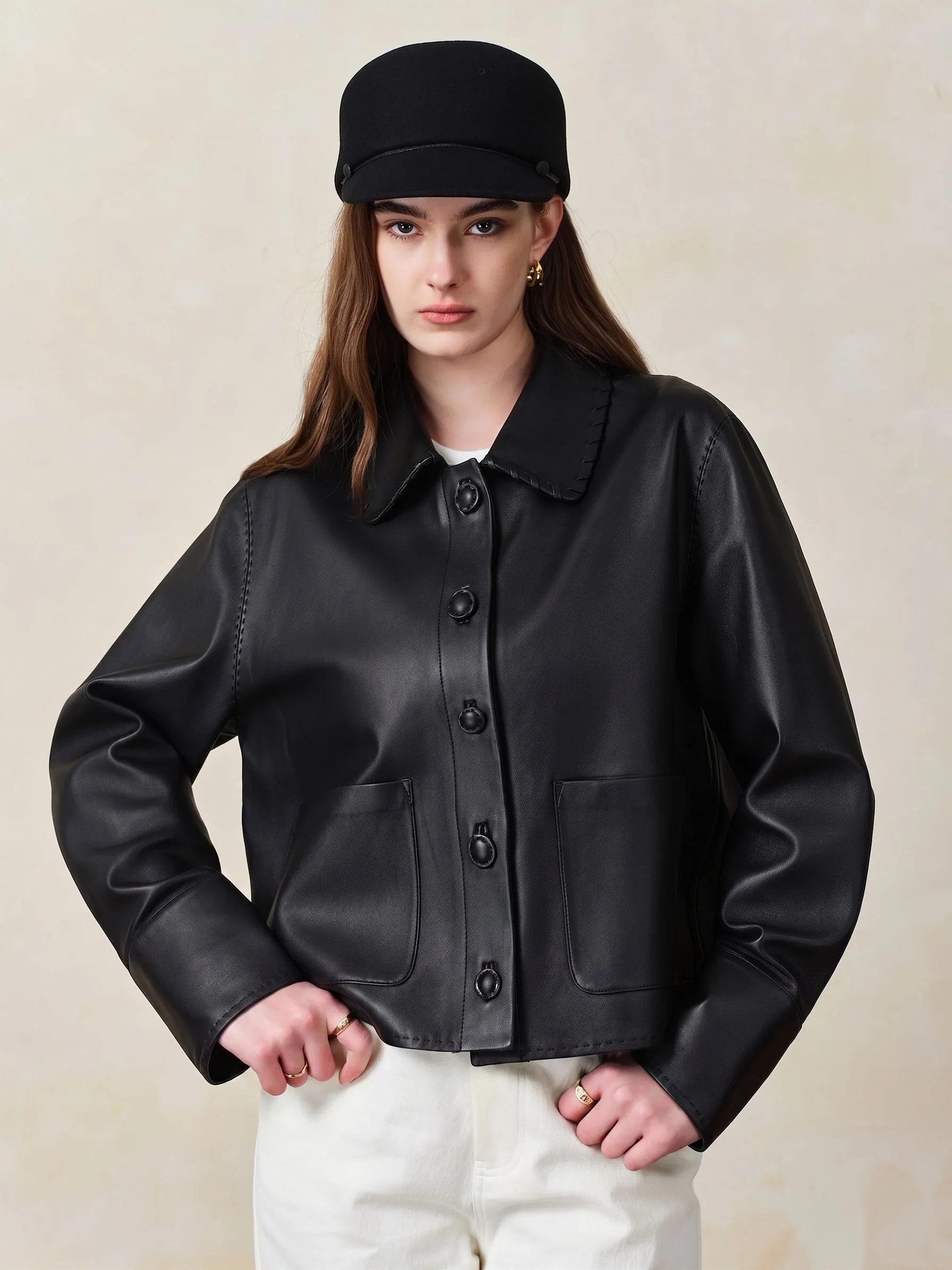 Whipstitched Leather Jacket - Image 2