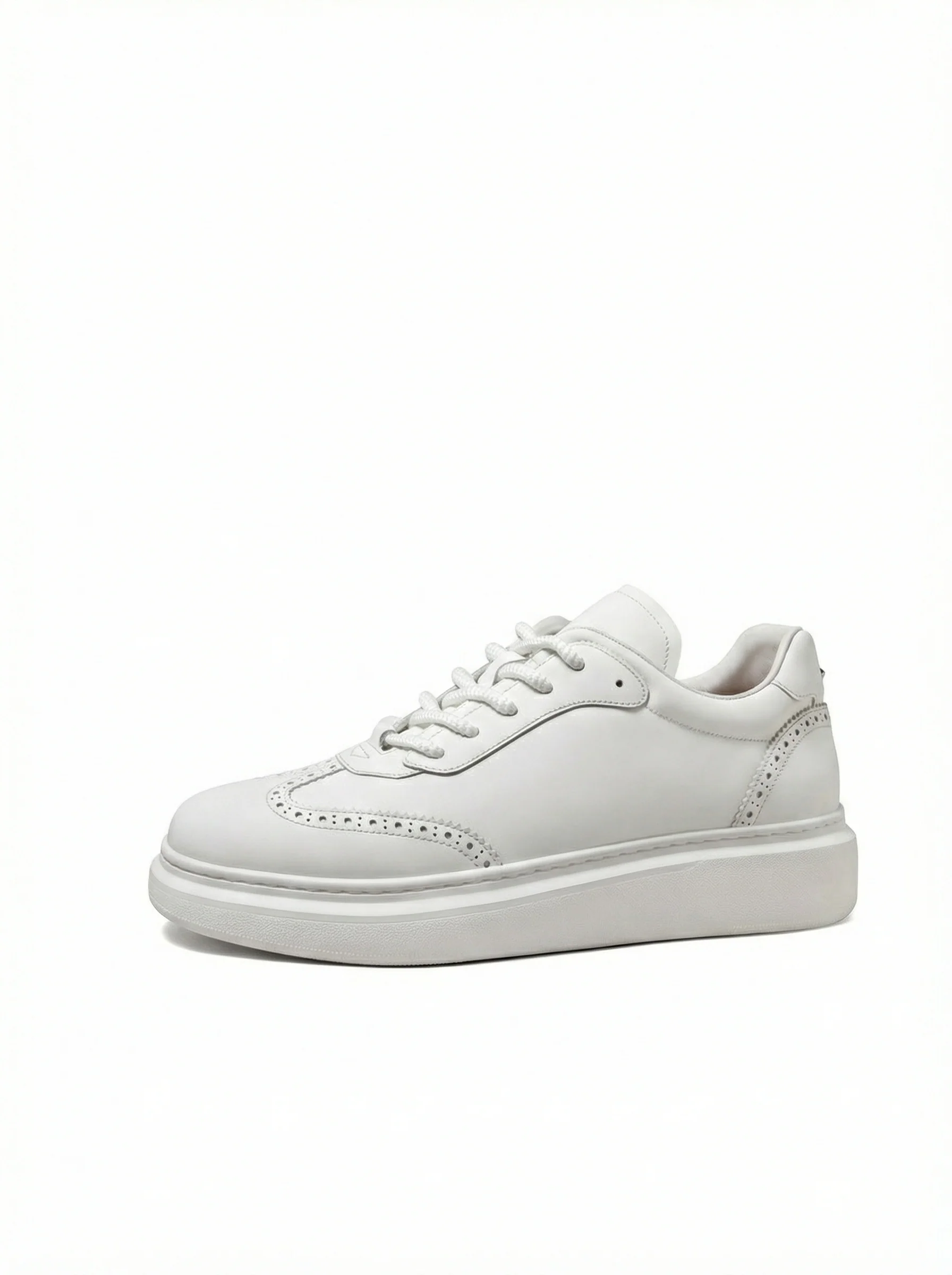 White Brogue Platform Leather Sneakers