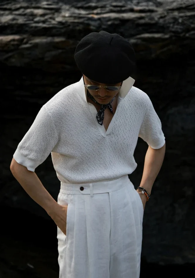 White Cliff Stone Knit Polo - Image 2