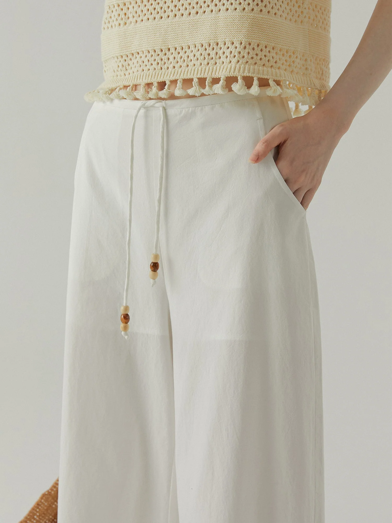 White Embroidered Trousers - Image 5