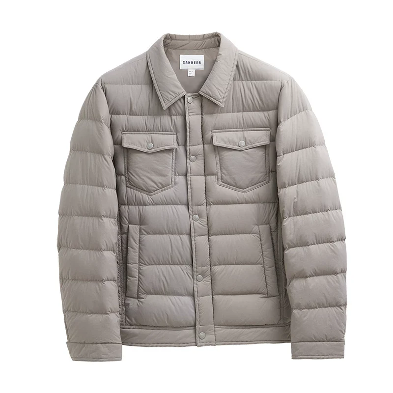 White Goose Down Shirt-Collar Puffer Jacket - Image 6