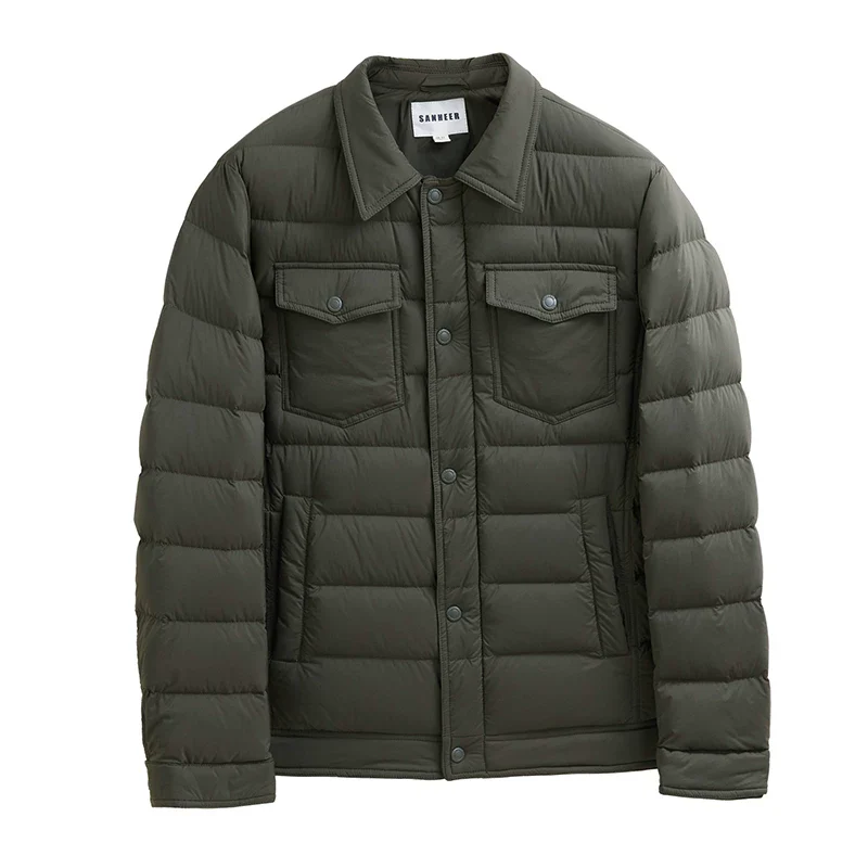 White Goose Down Shirt-Collar Puffer Jacket - Image 8