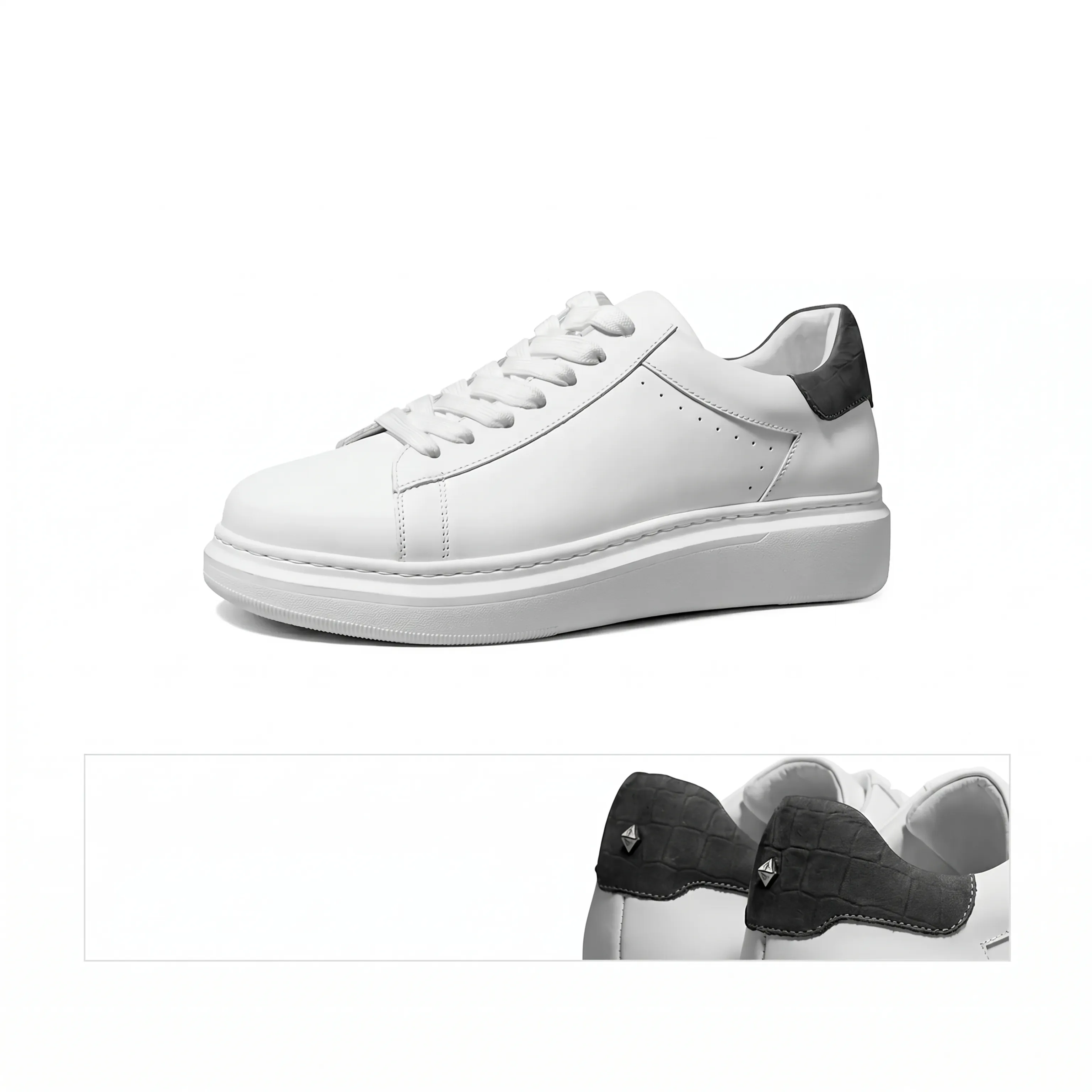 White Hidden-Lift Leather Low-Top - Image 3