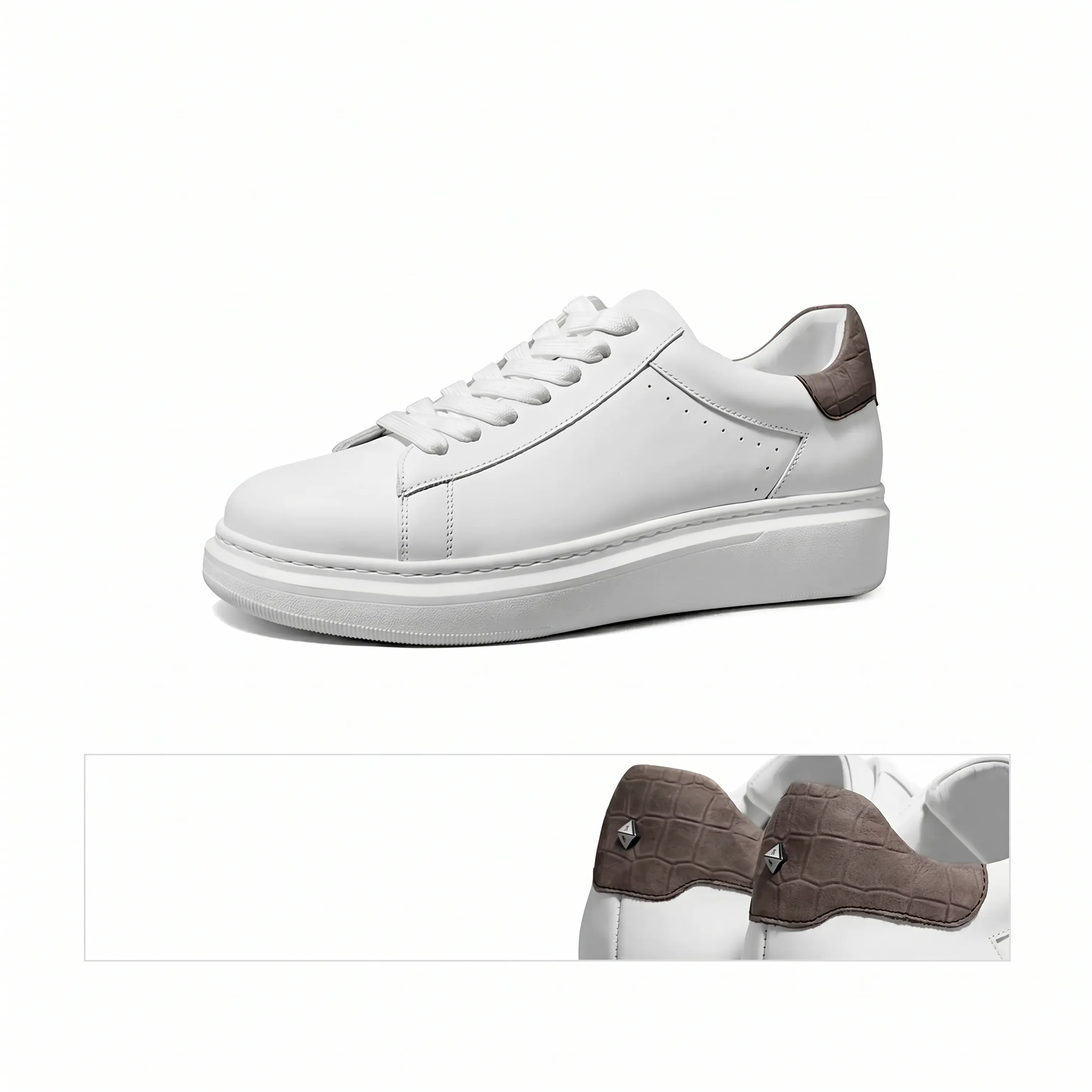 White Hidden-Lift Leather Low-Top - Image 4
